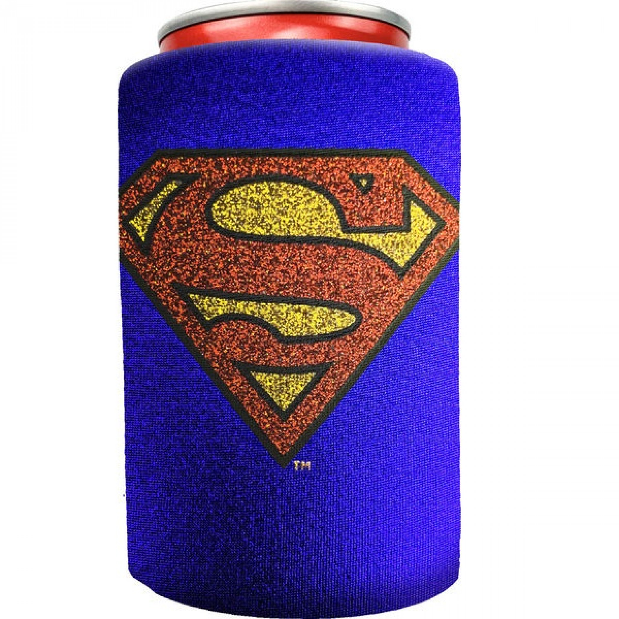Superman Symbol Blue Metallic Finish Can Cooler, Blue