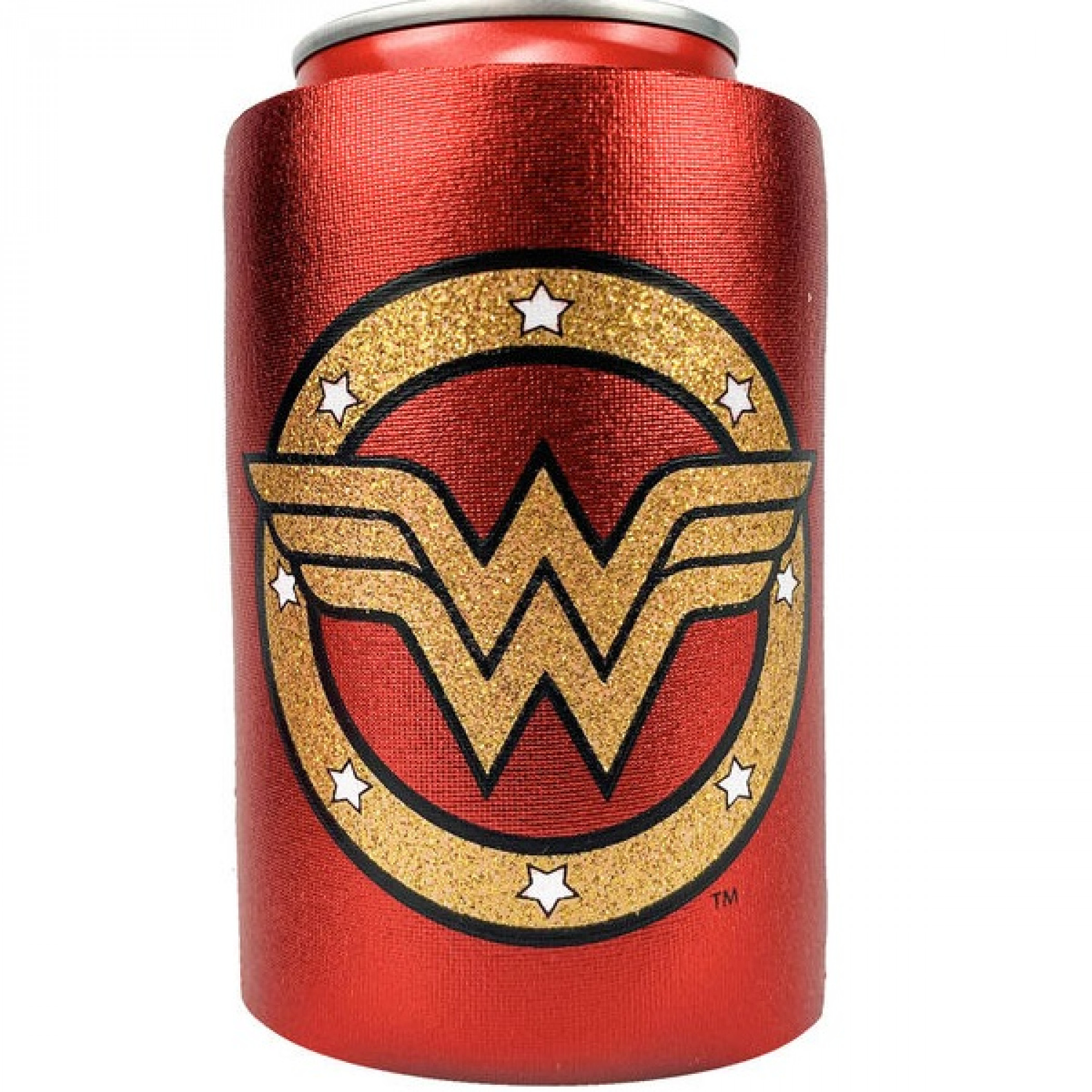 Wonder Woman Symbol Metallic Finish Can Cooler, Red