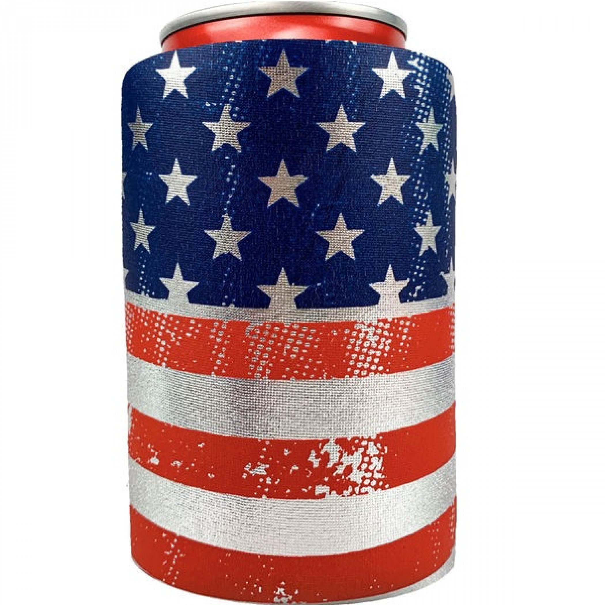 American Flag Metallic Finish Can Cooler