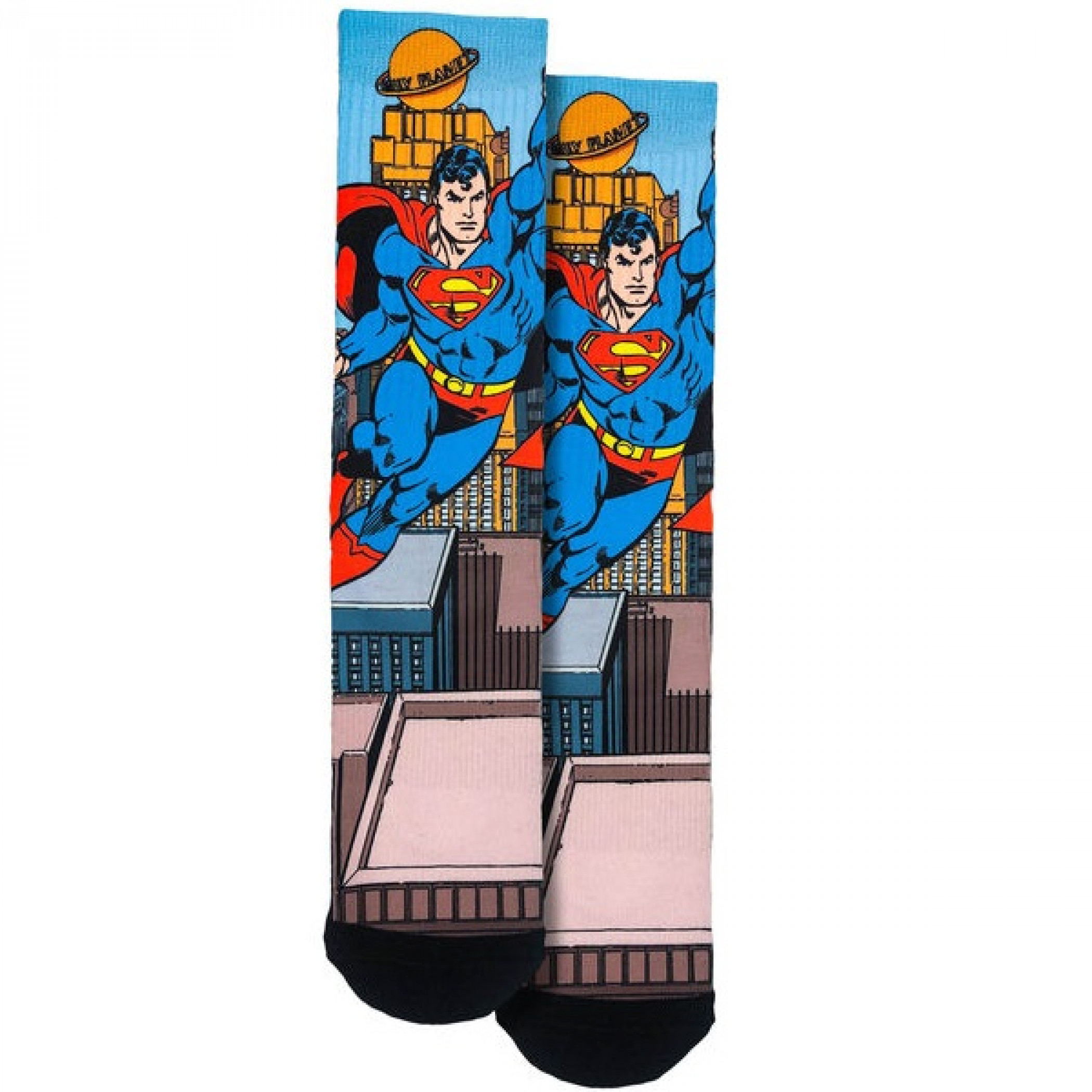 Superman Take Flight Over The City Crew Socks, Multi-Color
