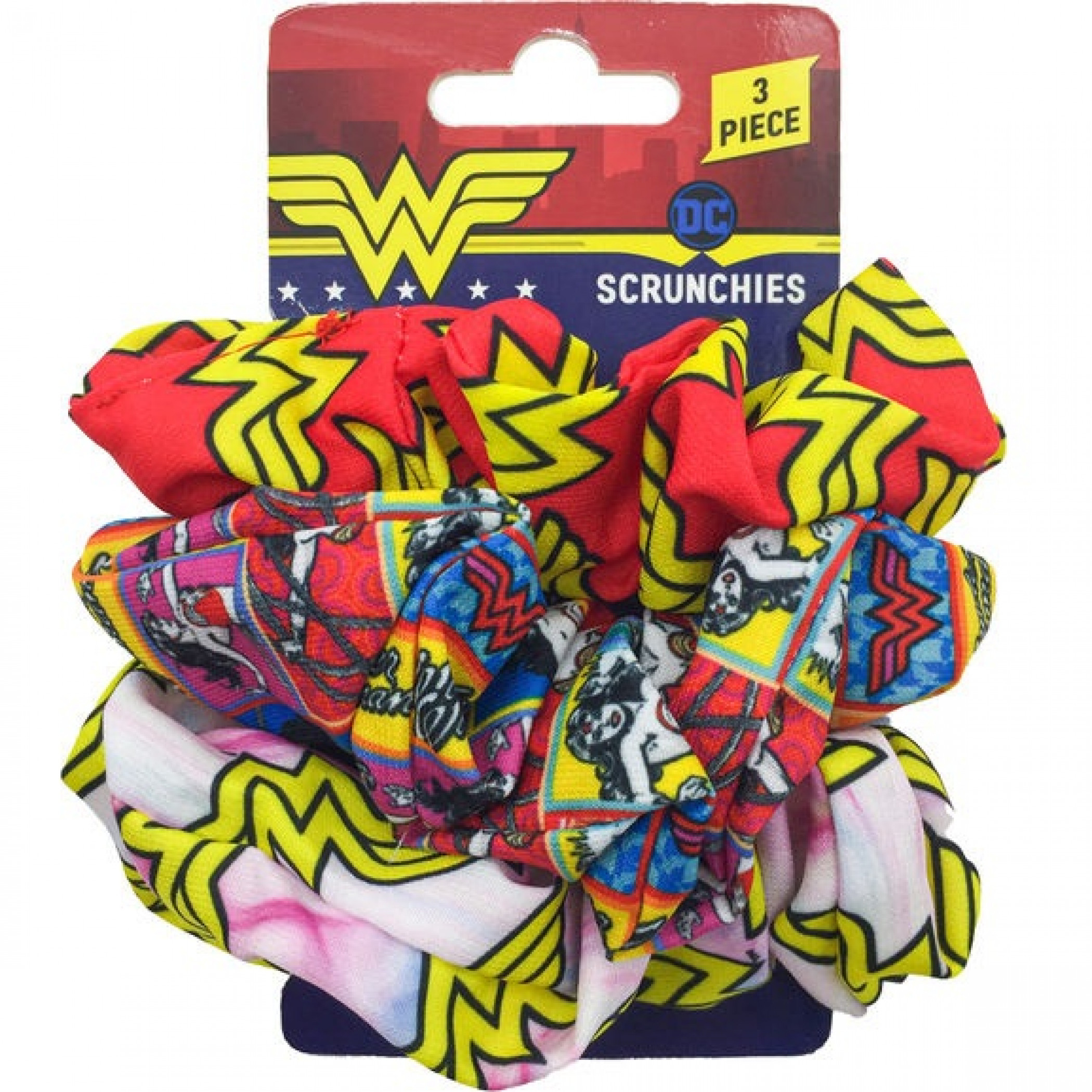 Wonder Woman 3-Piece Scrunchies Set, Multi-Color