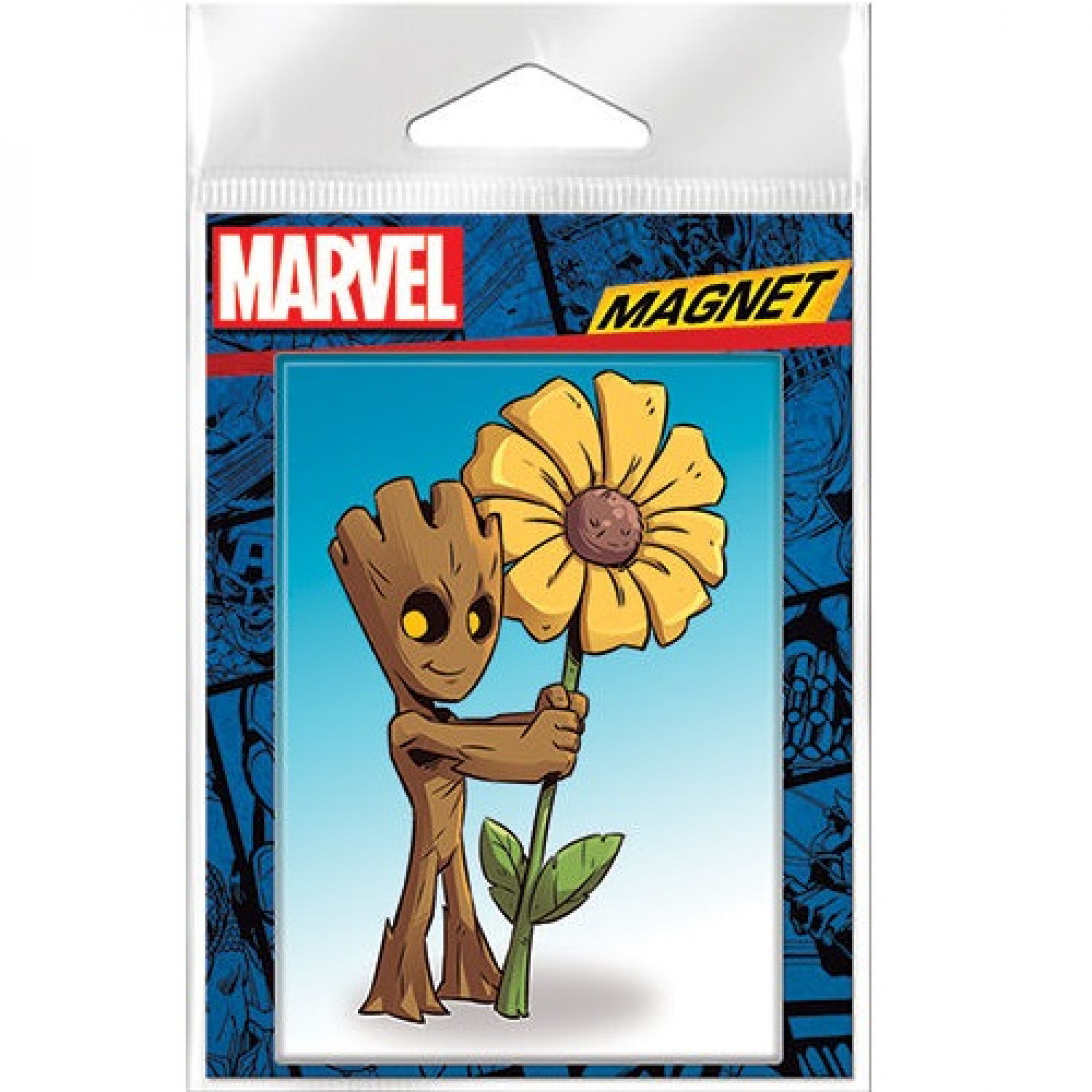 Marvel Guardians Of The Galaxy Groot Holding Sunflower Magnet, Blue