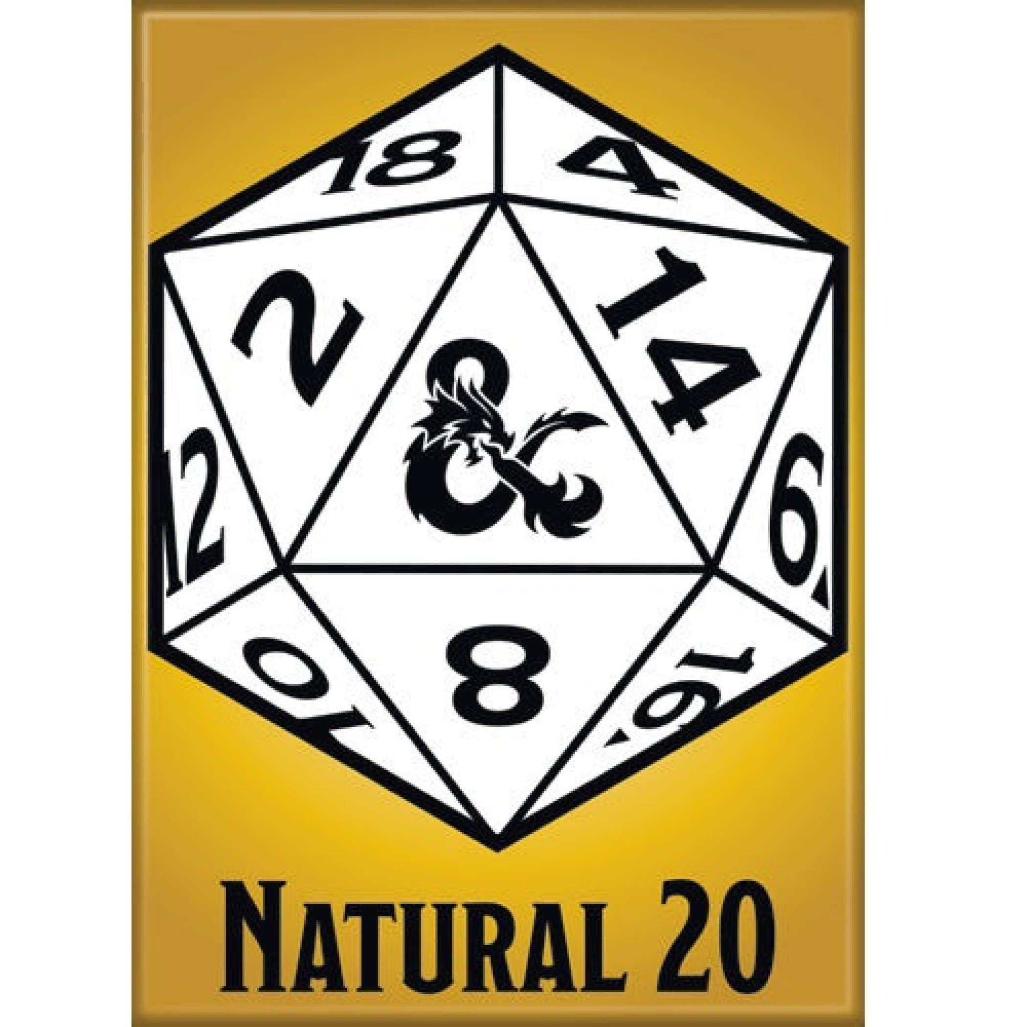 Dungeons & Dragons Natural 20 Magnet, Yellow