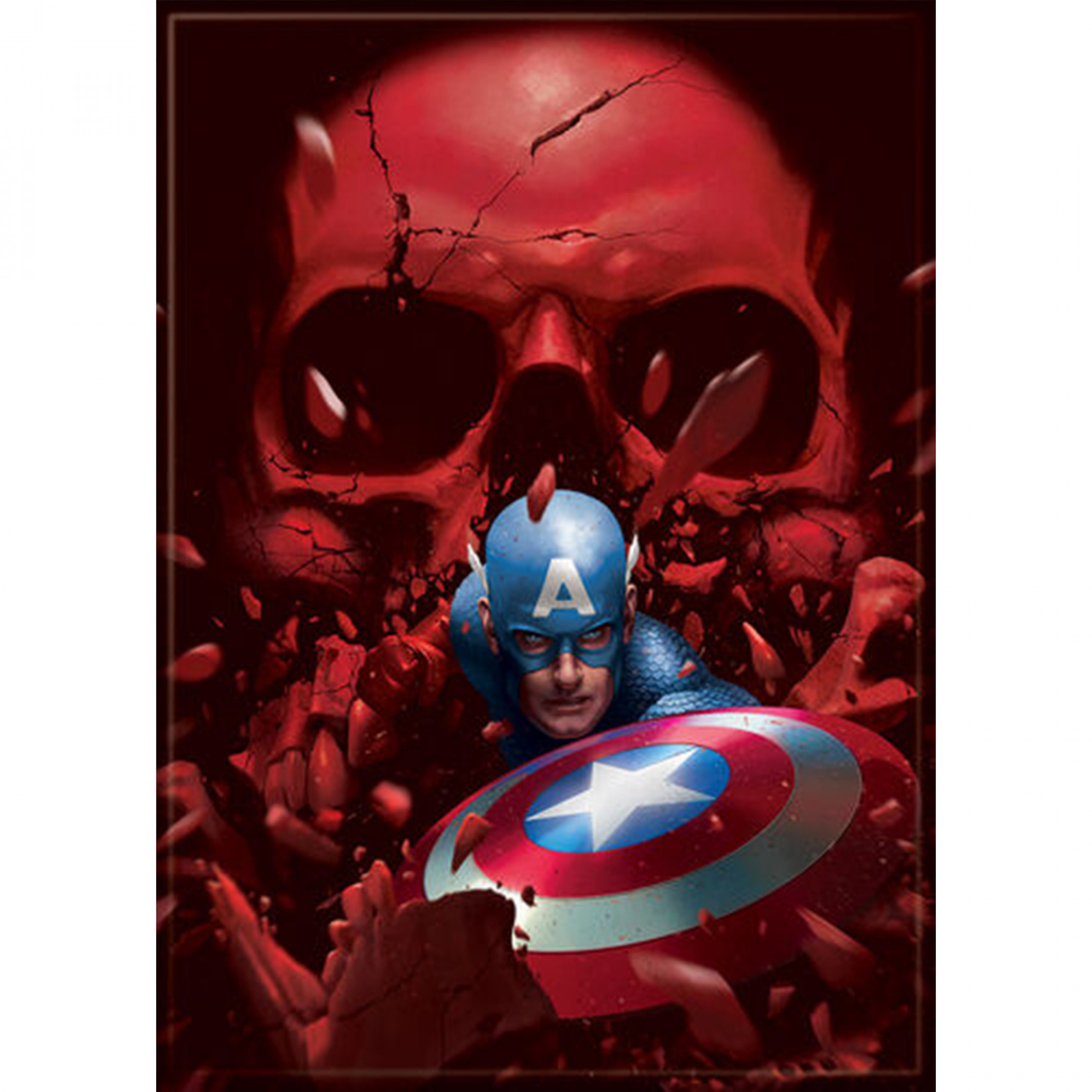Marvel Comics Captain America Breaking Through The Red Skull Magnet, Red