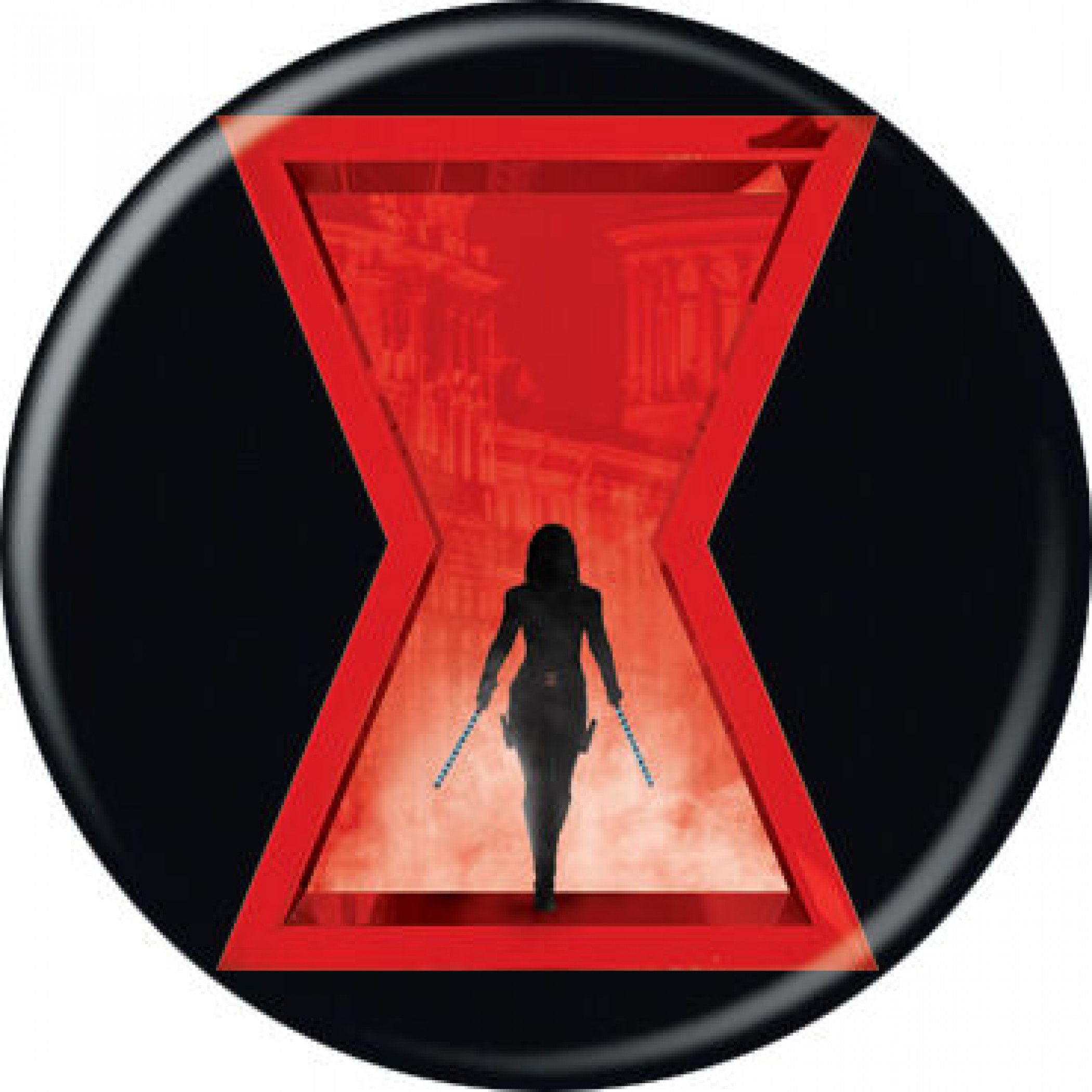 Black Widow Movie Symbol With Character Button, Black