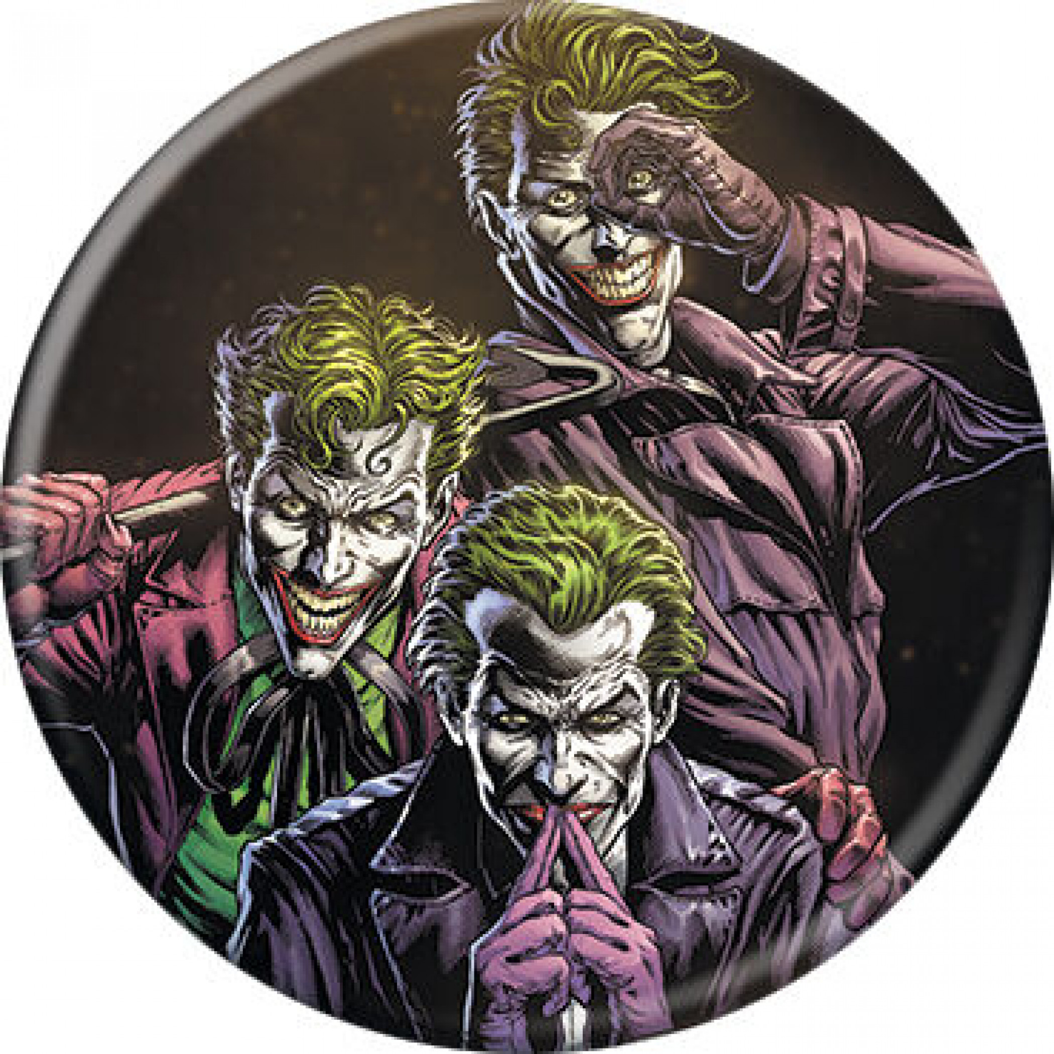 DC Comics Three of a Kind Jokers Killing Joke Style Button, Black