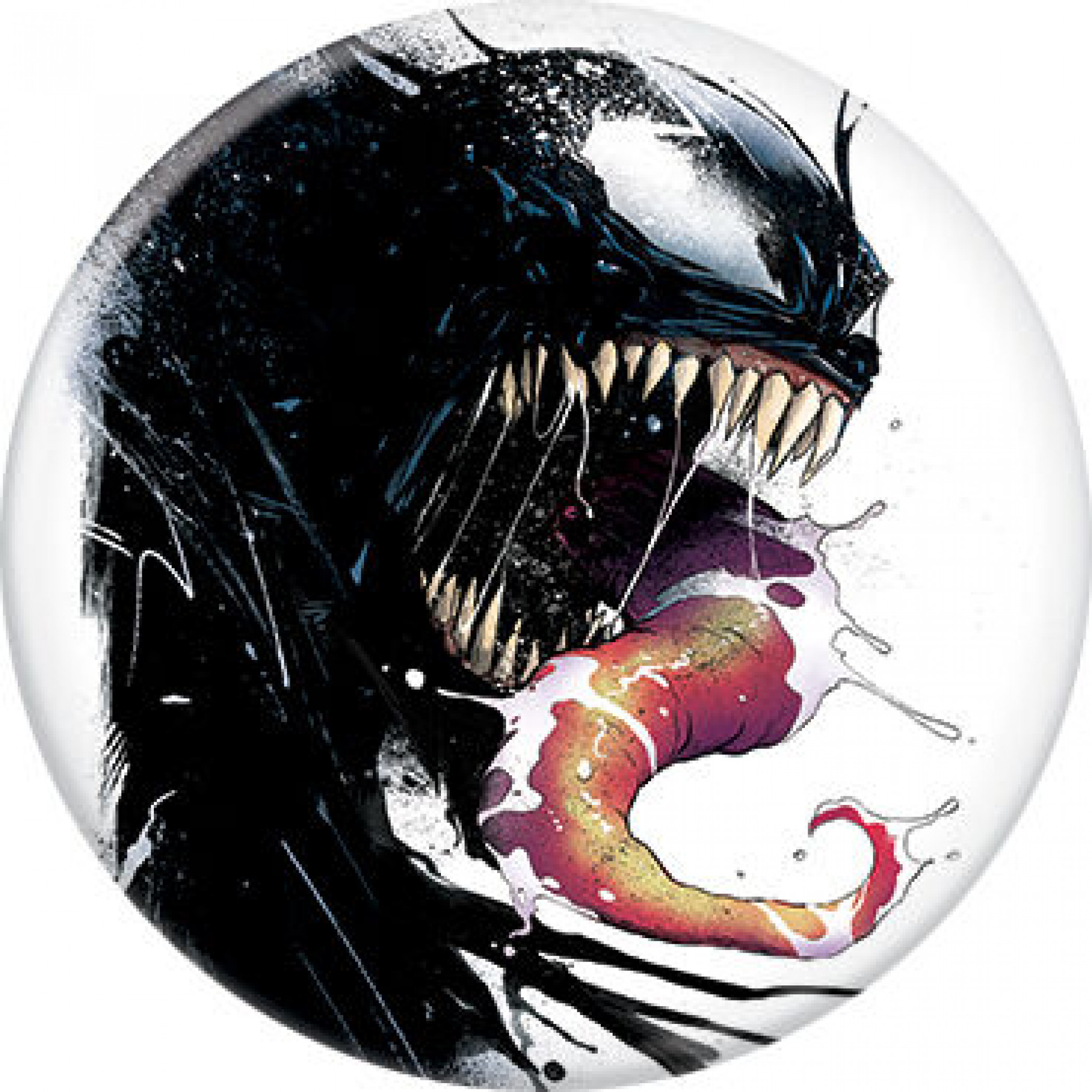 Marvel Comics Venom Character Portrait Symbiote Ink Blot Button, Black