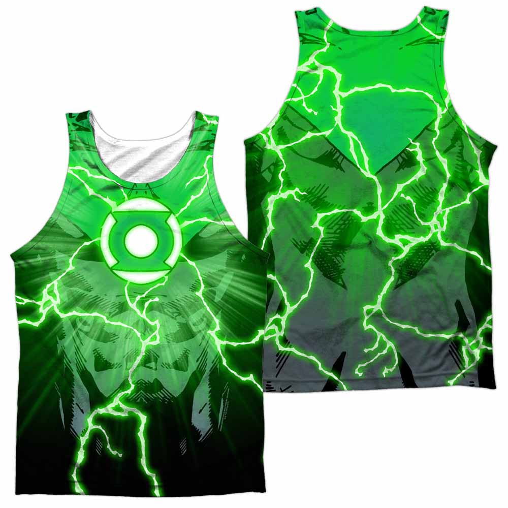 Green Lantern Burst Sublimation Tank Top, White