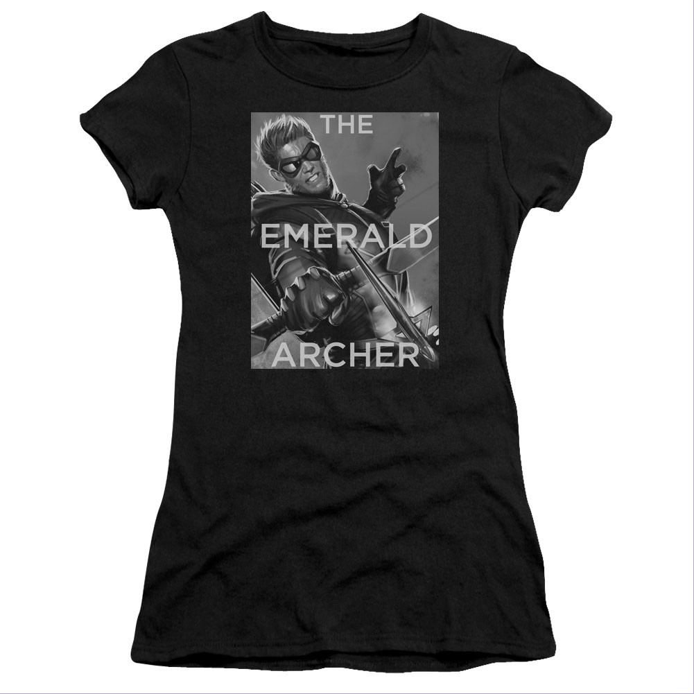 Green Arrow The Emerald Archer Black Juniors T-Shirt, Black