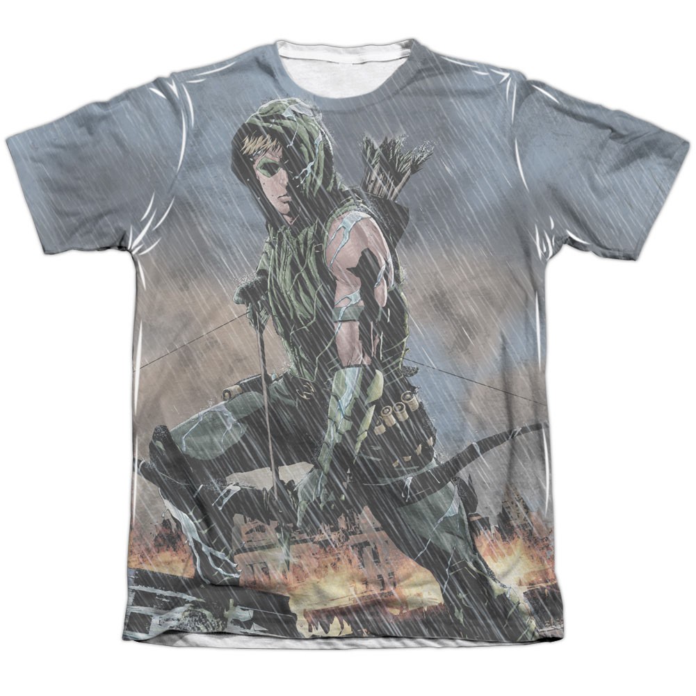 Green Arrow Rain Sublimation T-Shirt, White