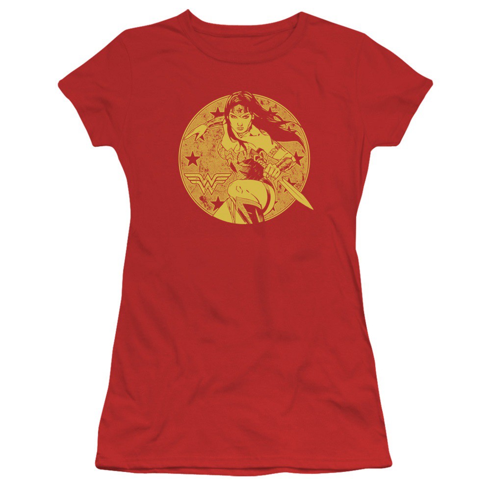 Wonder Woman Yellow Circle Women's Red Tshirt