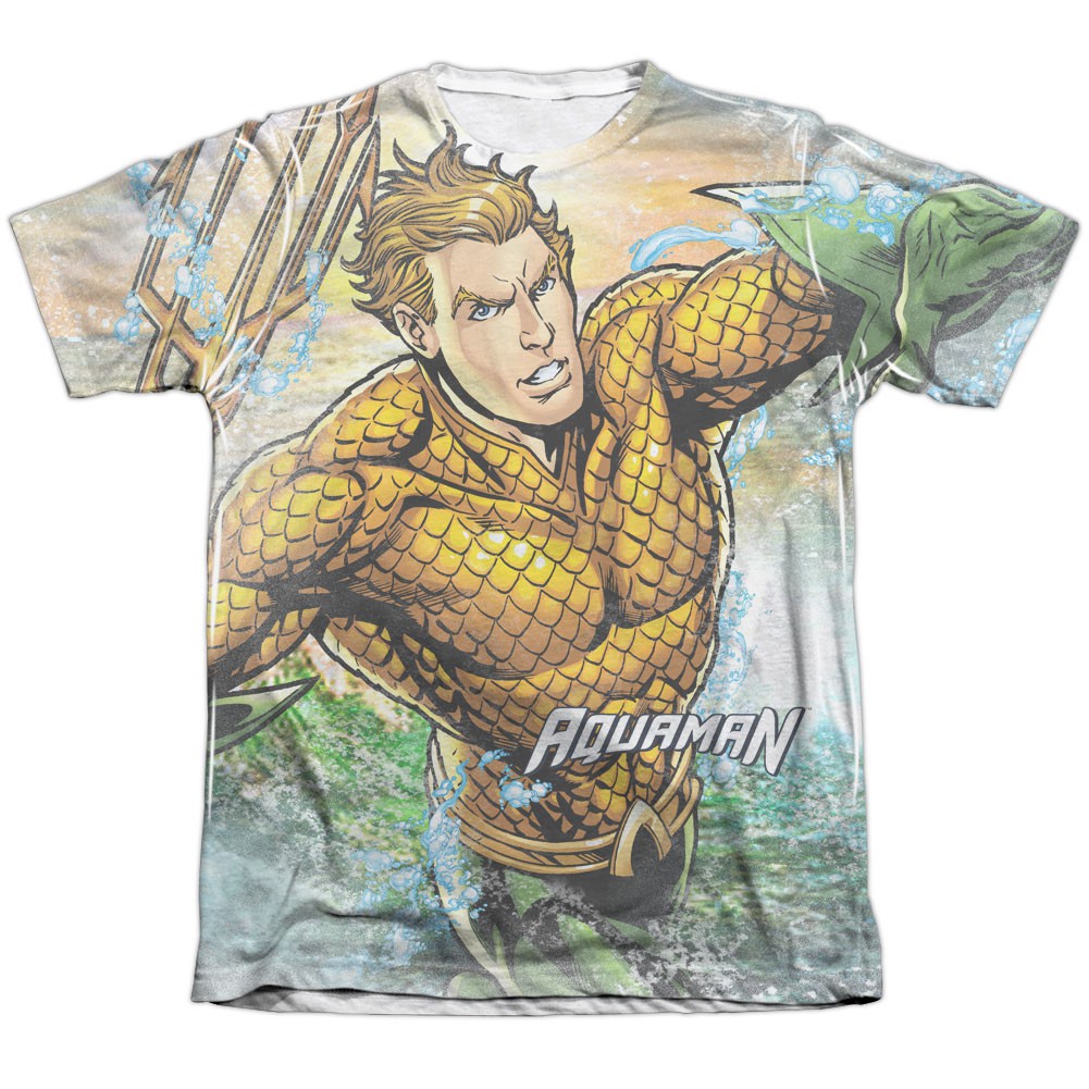 Aquaman Rough Seas Sublimation T-Shirt, White
