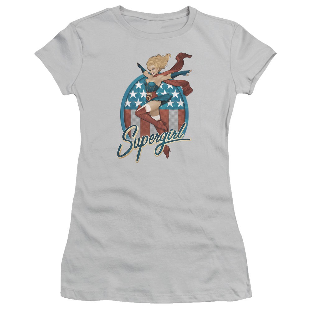 Superman Supergirl Gray Juniors T-Shirt, Grey