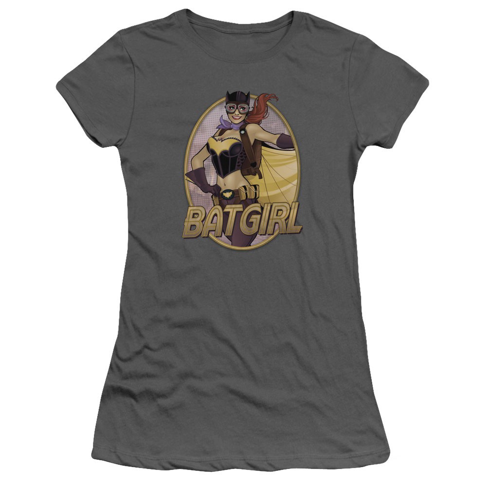 Batman Batgirl Bombshell Gray Juniors T-Shirt, Grey