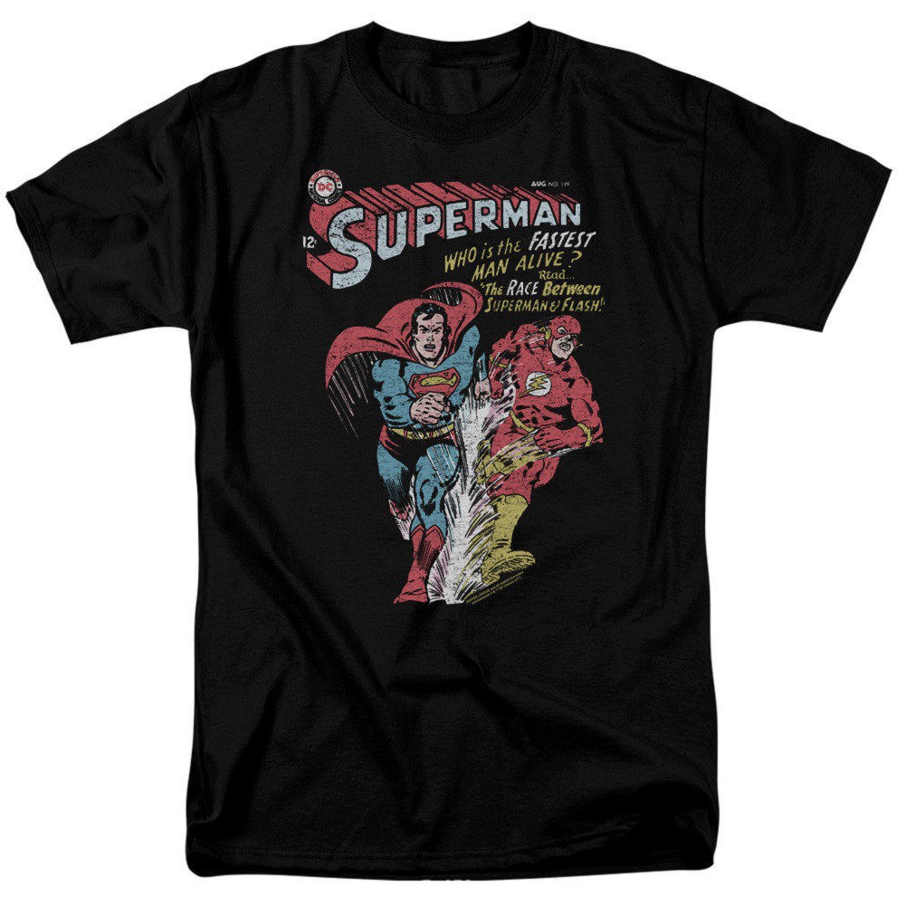 Superman vs The Fastest Man Alive Men's Flash T-Shirt, Black
