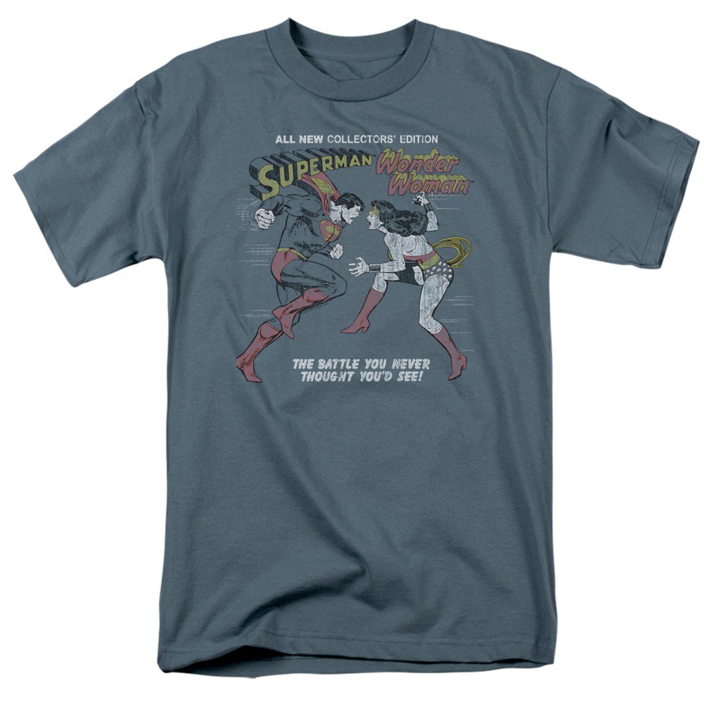 Superman VS Wonder Woman Men's Blue T-Shirt, Blue