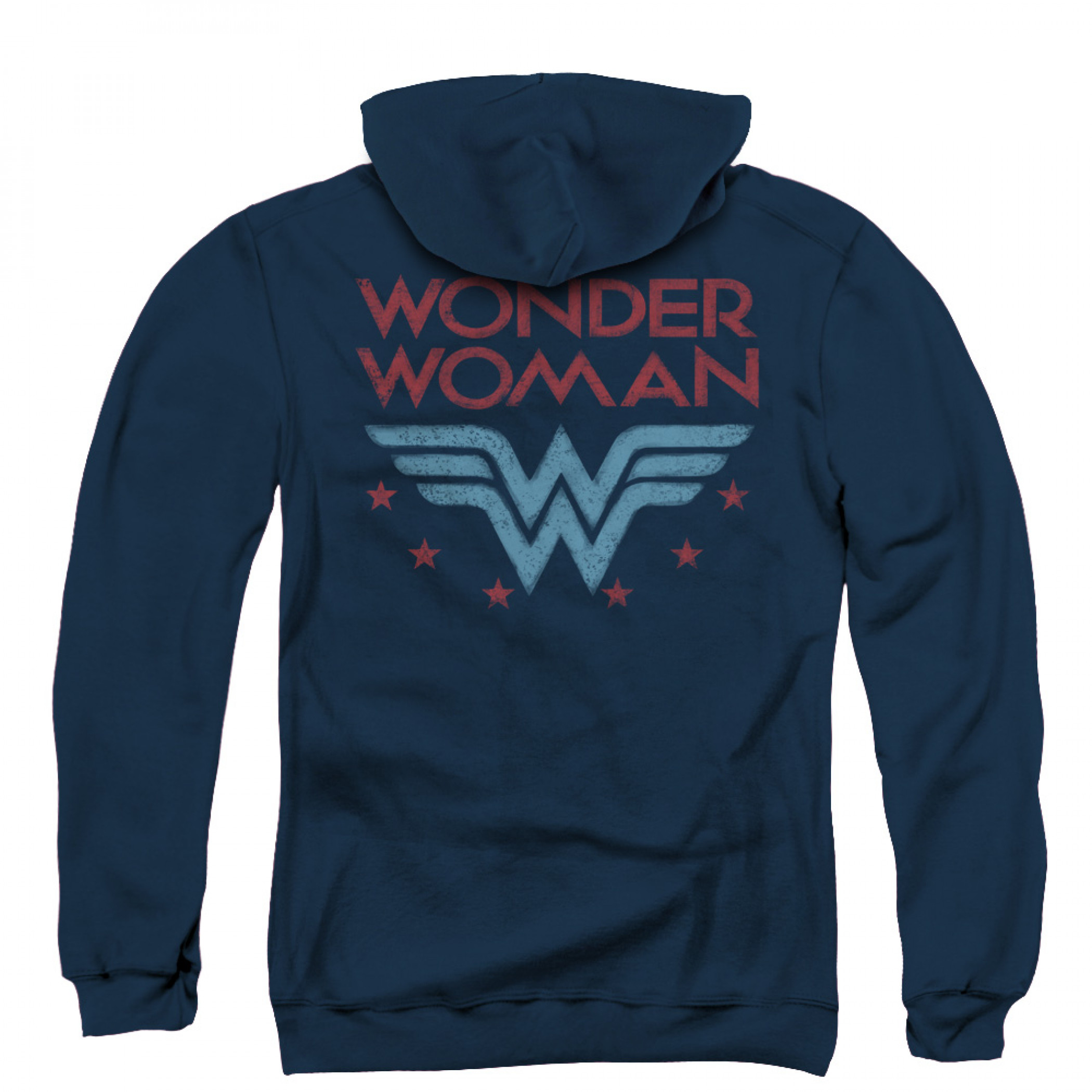 Wonder Woman Logo Zip Up Hoodie, Blue