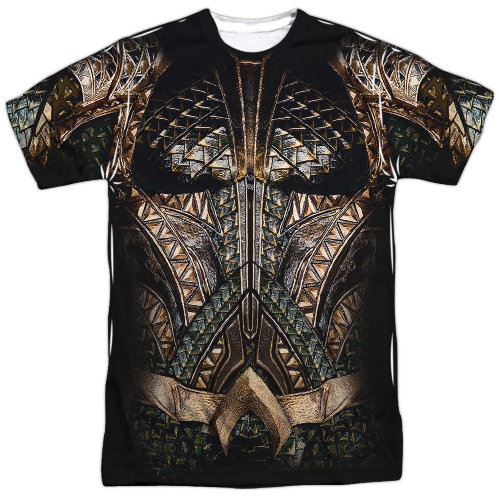 Aquaman Justice League Front and Back Print Costume T-Shirt, Black
