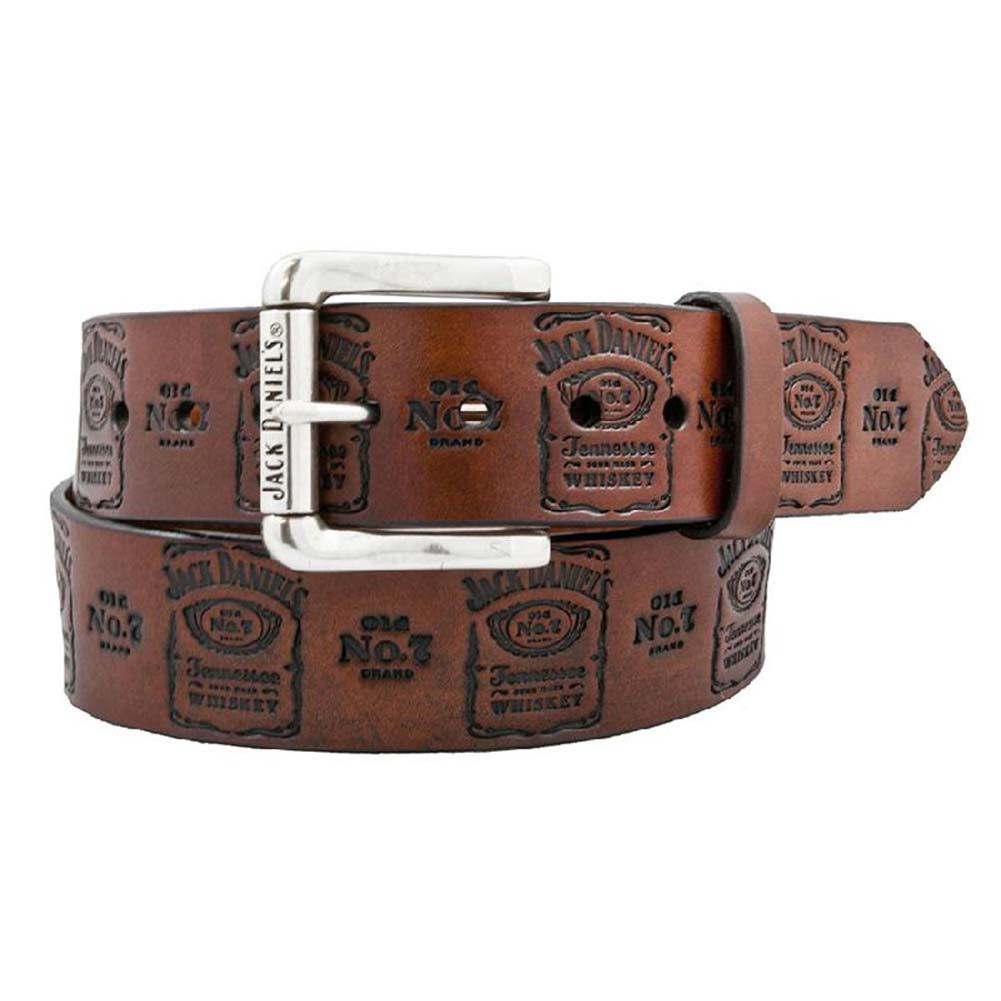 Jack Daniels Brown Leather Stamped Belt