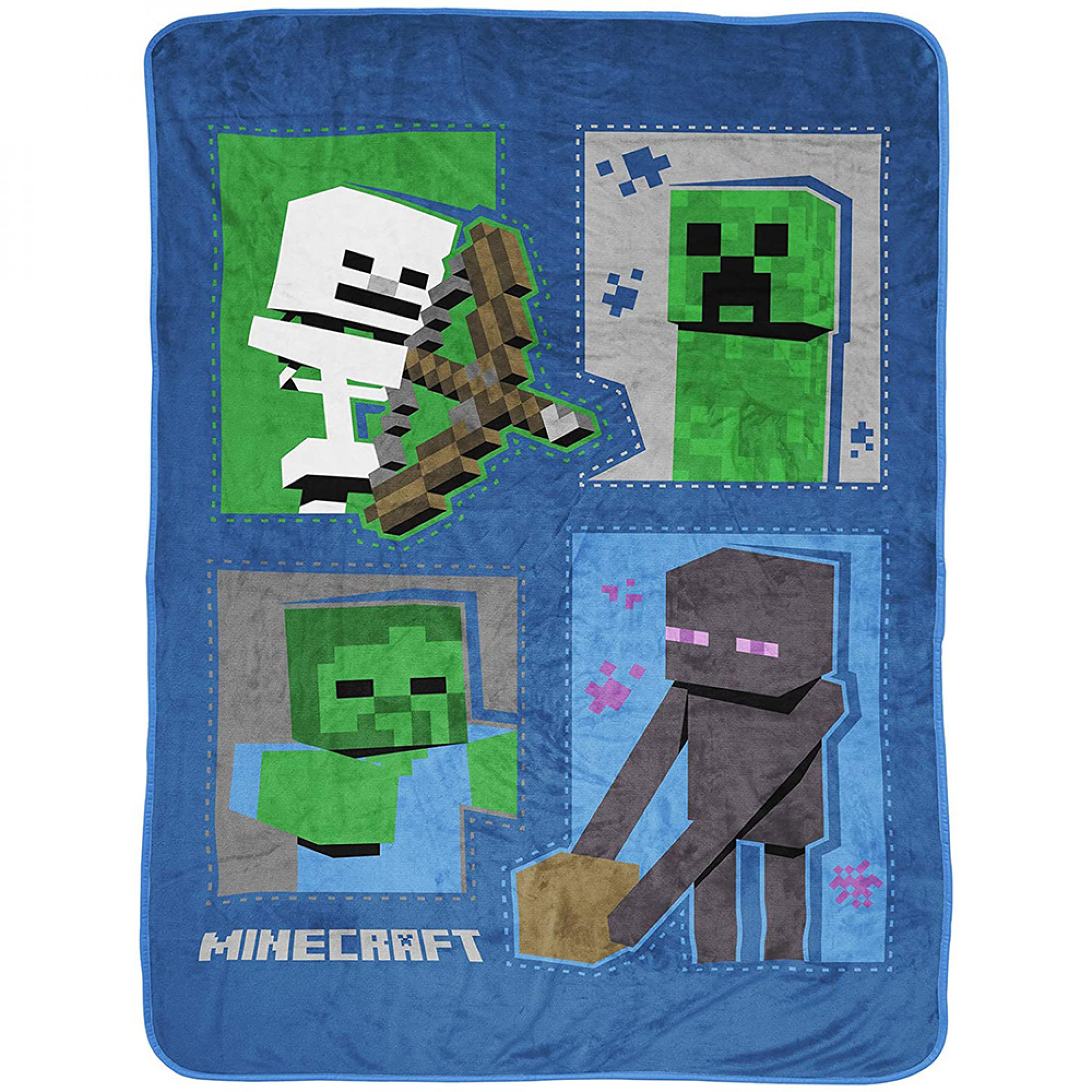 Minecraft Dungeon Mobs Squares 46' x 60' Fleece Throw Blanket, Multi-Color