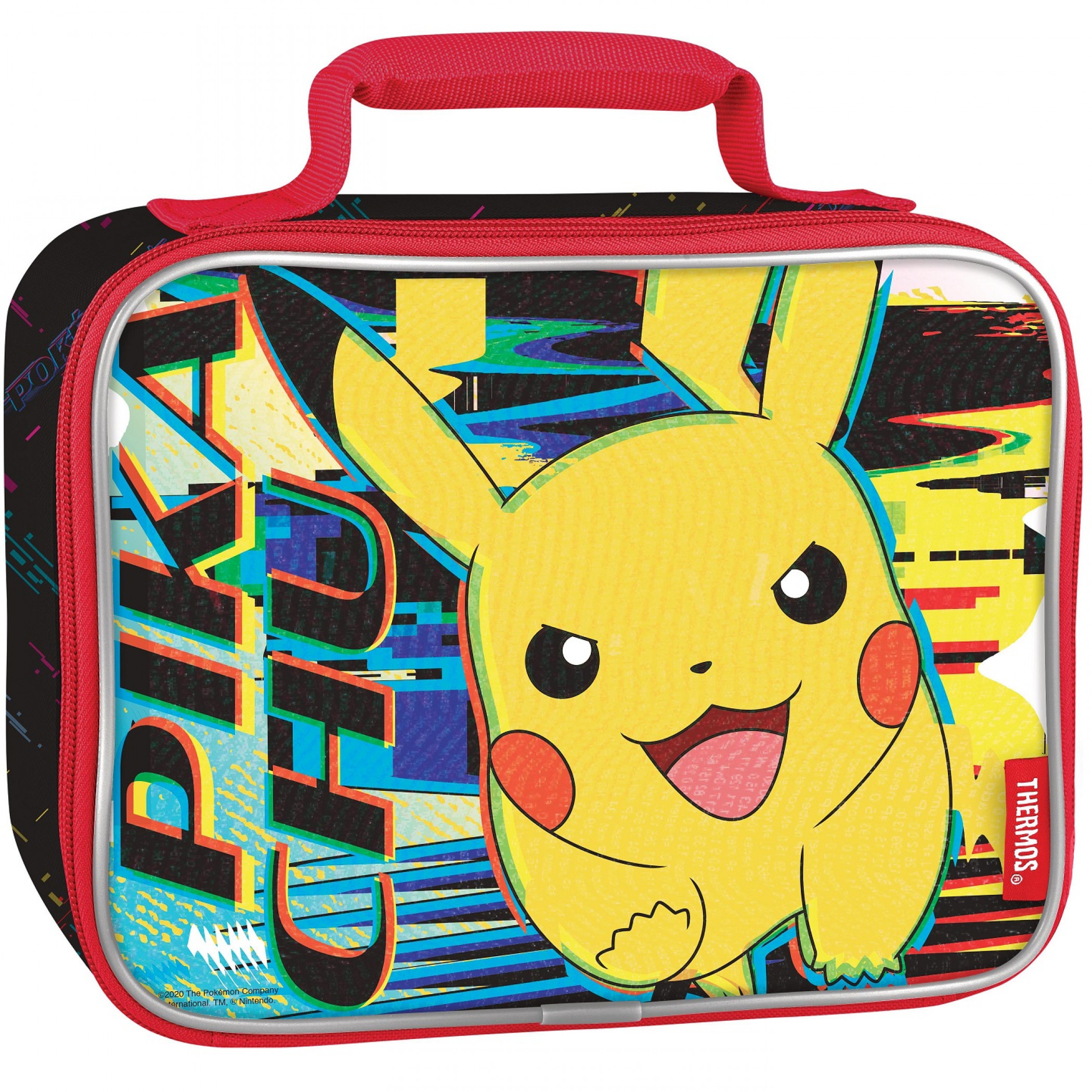Pokemon Pikachu Distorted Colors Thermos Insulated Lunch Box, Multi-Color