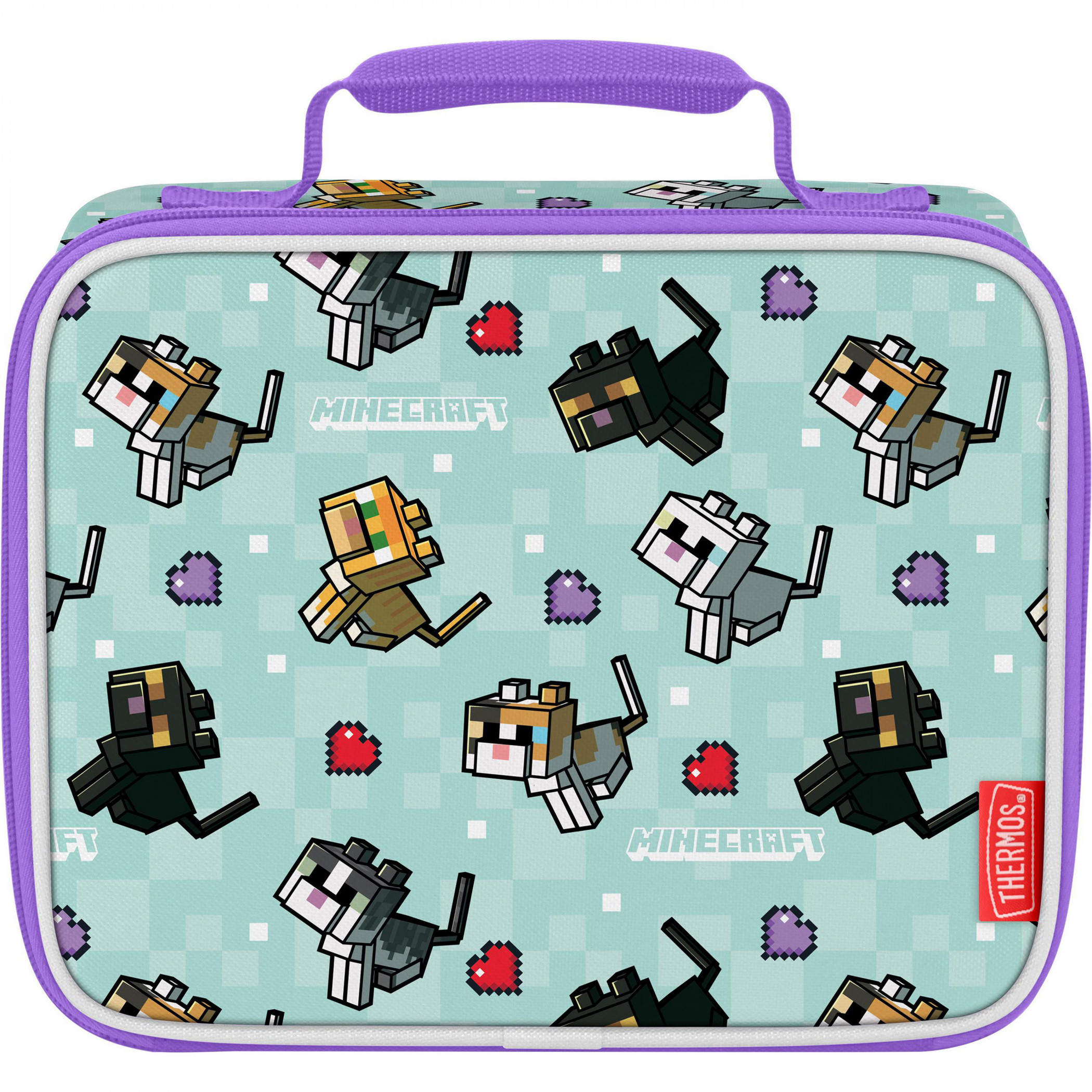Minecraft Cats Thermos Insulated Lunch Box, Blue