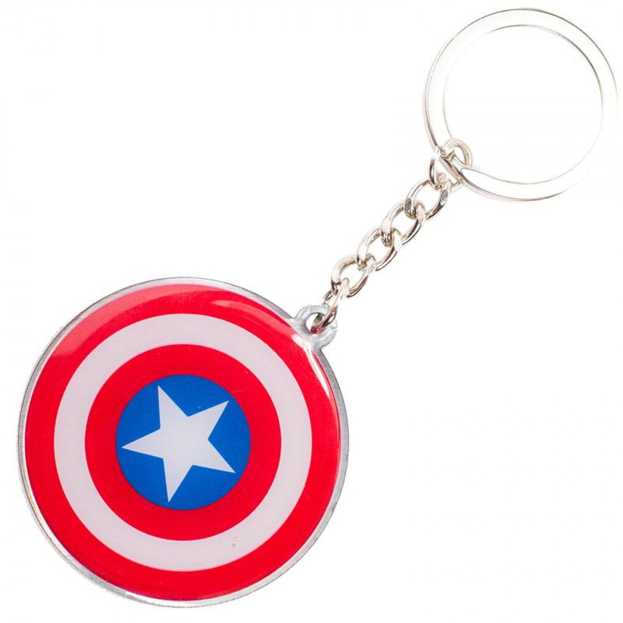 Marvel Comics Captain America Metal Shield Keychain, Multi-Color