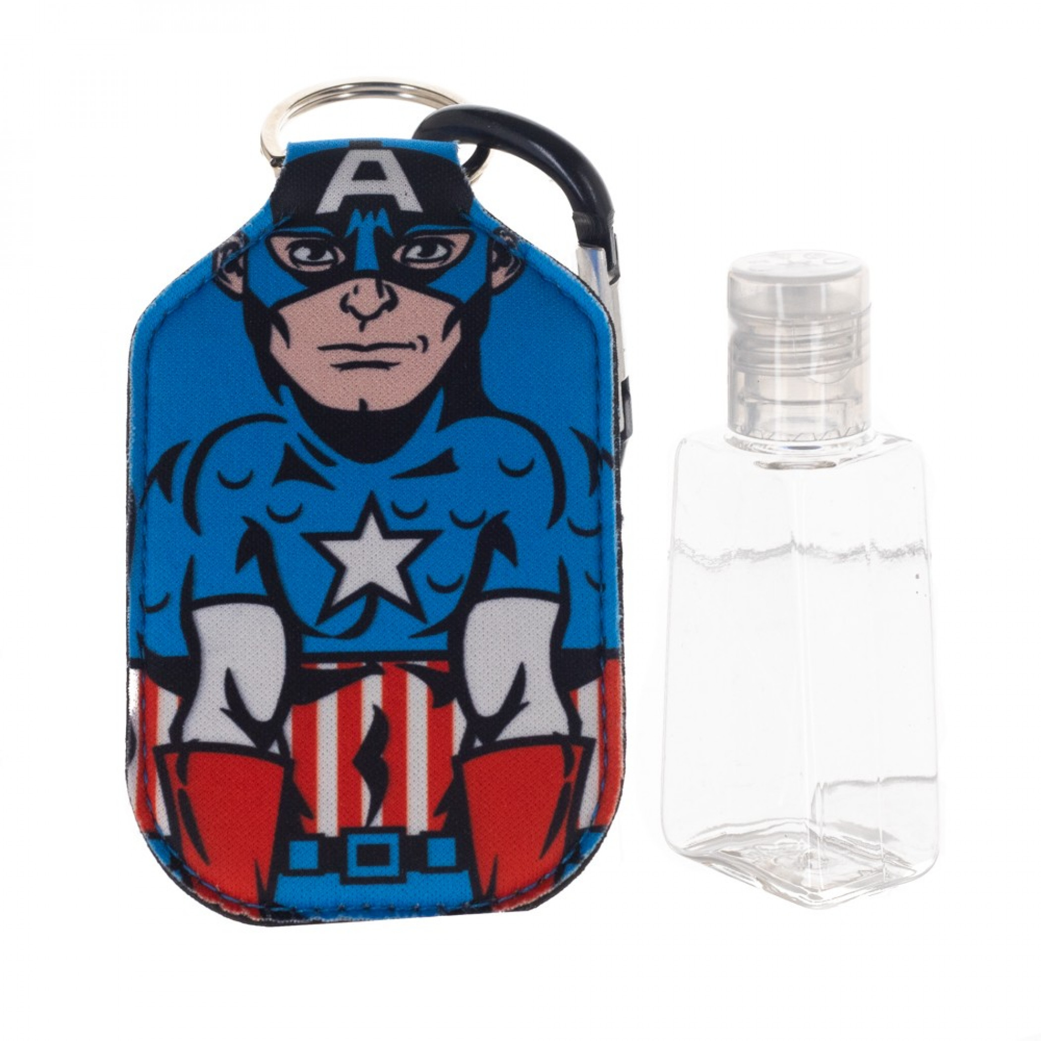 Captain America Marvel Character Neoprene Bottle Keychain, Blue