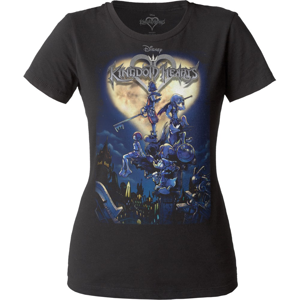 Kingdom Hearts Cover Black Ladies Tee Shirt