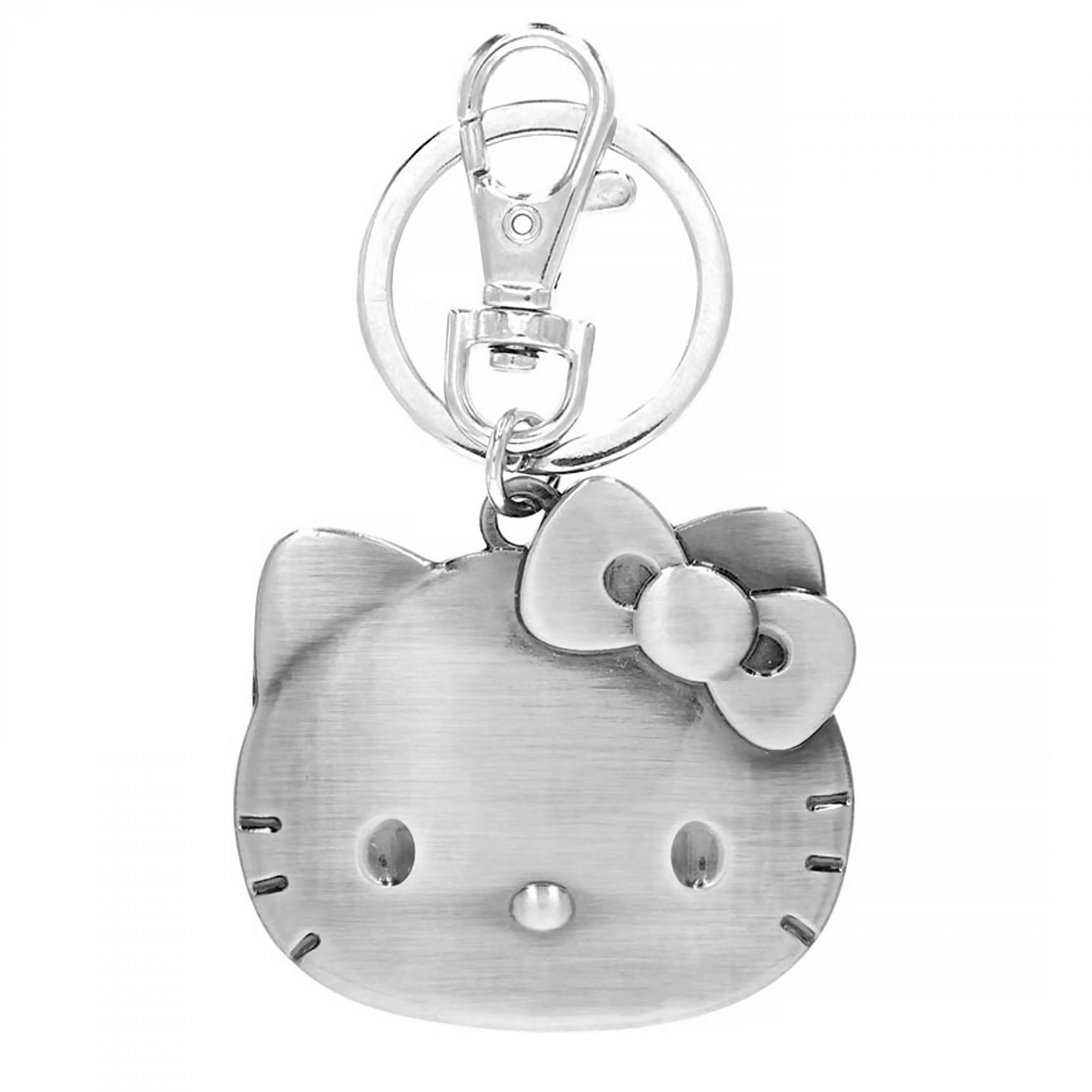 Hello Kitty Face Pewter Keychain, Silver