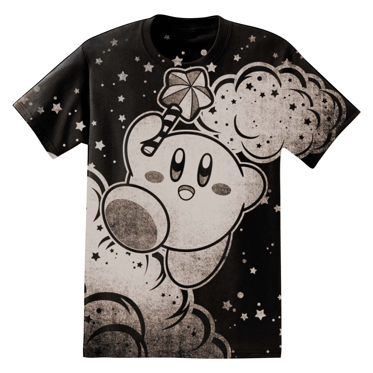 Nintendo Kirby Clouds Men's Black T-Shirt, Black