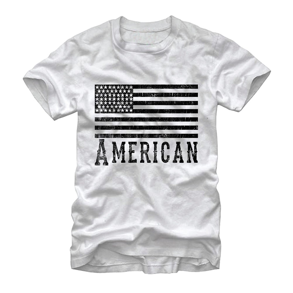 American Flag Monochrome Patriotic USA White T-Shirt