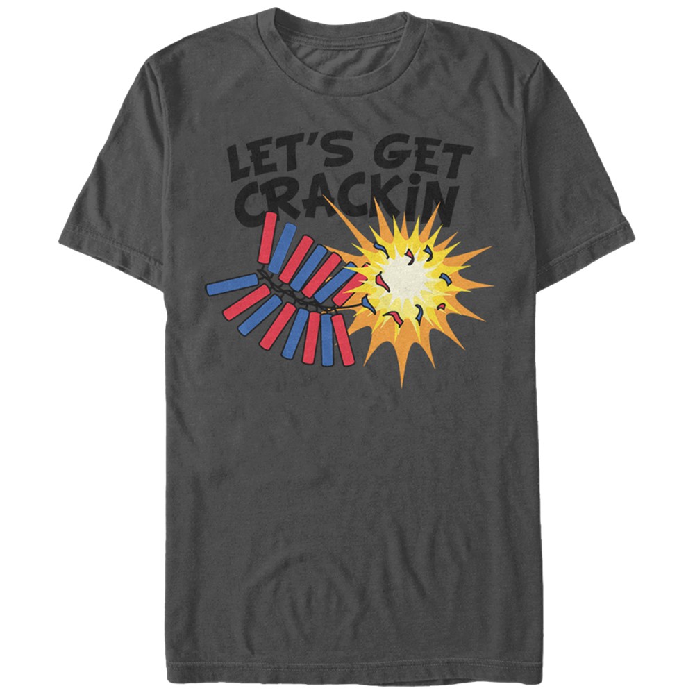 July 4th Let's Get Crackin American Patriotic USA Grey T-Shirt