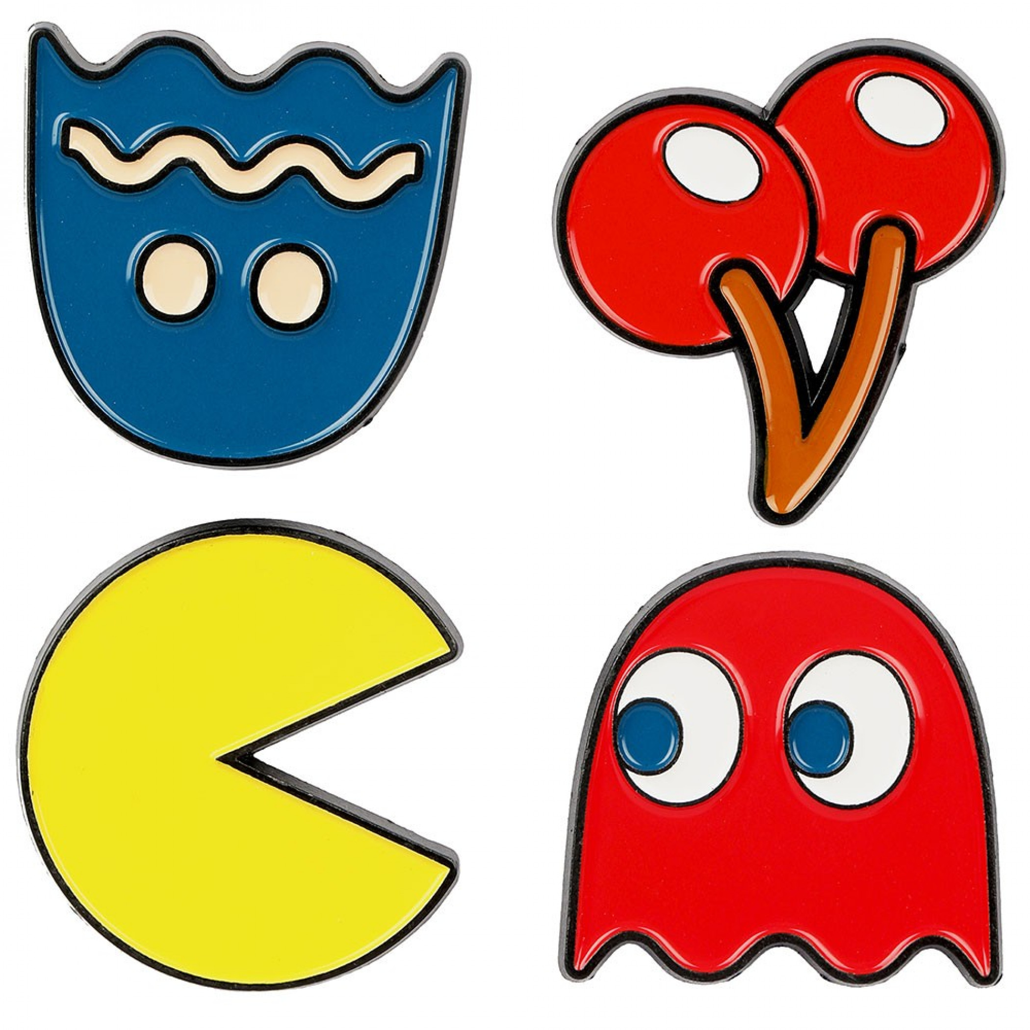Pac-Man 4-Pack of Collectible Lapel Pins, Multi-Color