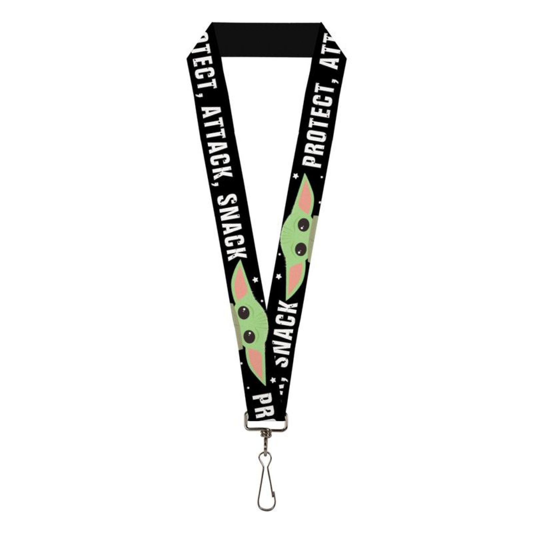 Star Wars The Mandalorian The Child Protect  Attack  Snack Lanyard, Black