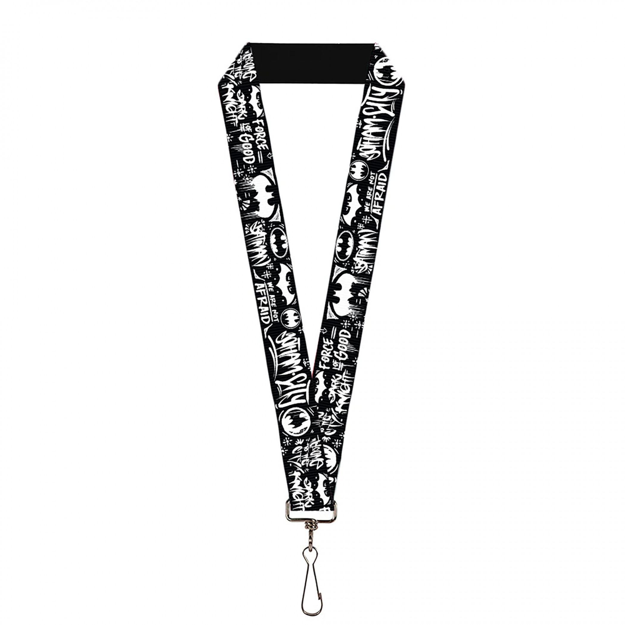 Batman Gotham City Graffiti Collage Lanyard, Black