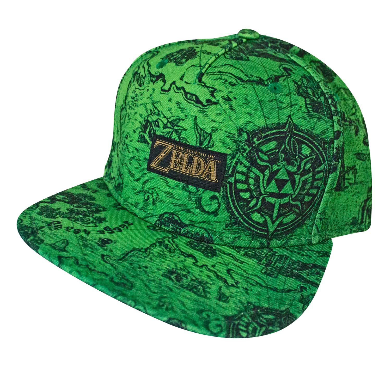 Zelda Classic Map Snapback Hat, Green
