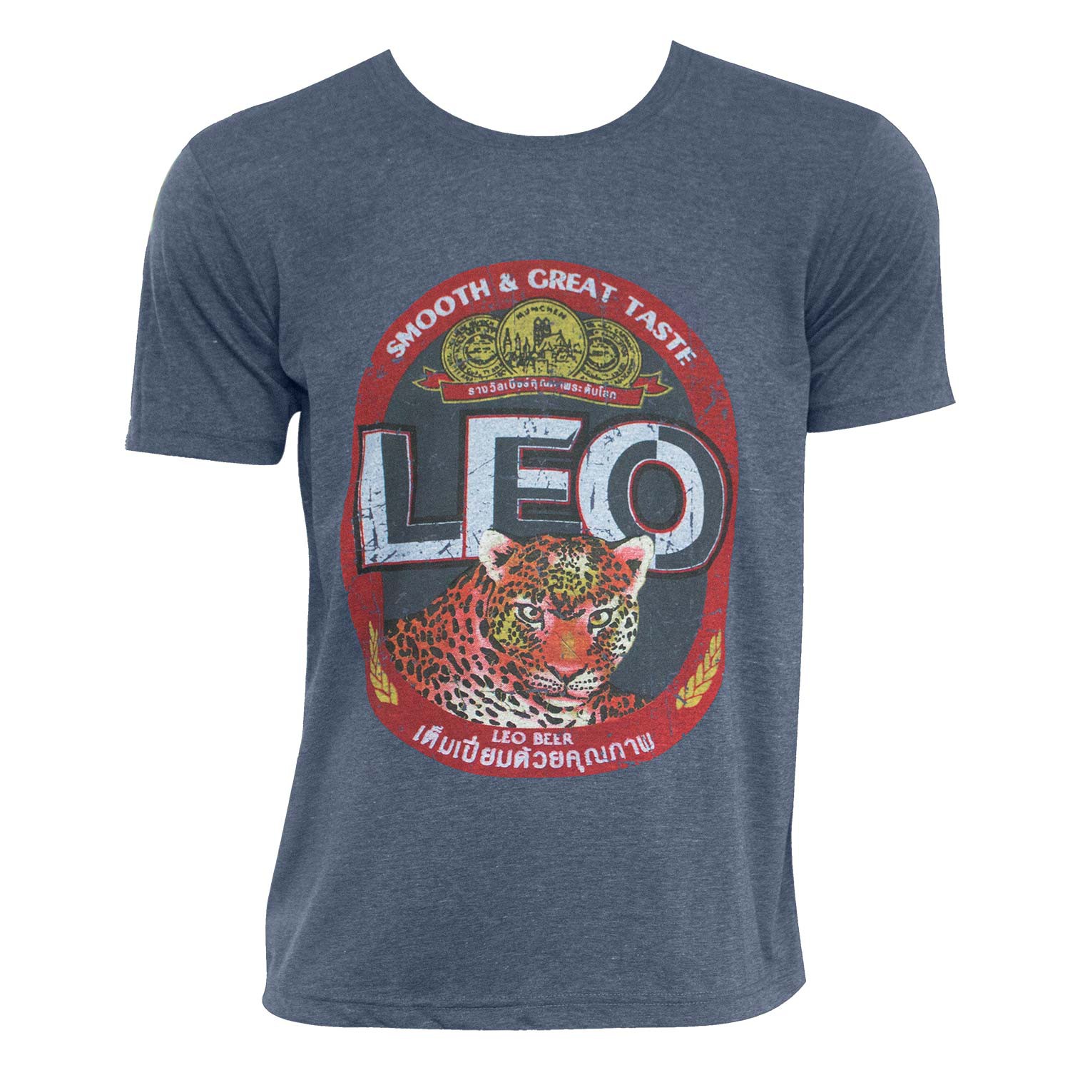 Leo Beer Logo Denim Blue Tee Shirt