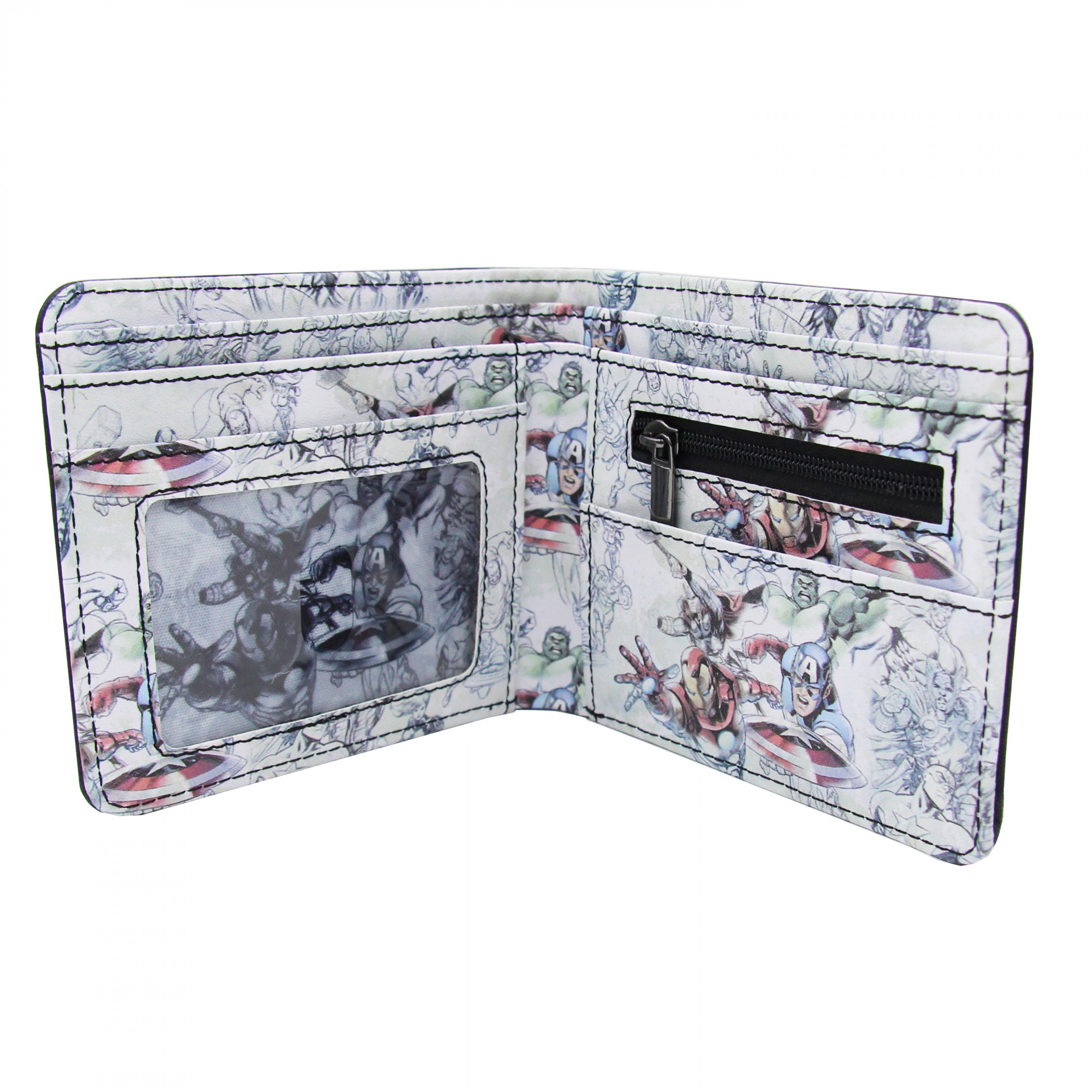 Avengers Comic Sketches Bifold Wallet, Black