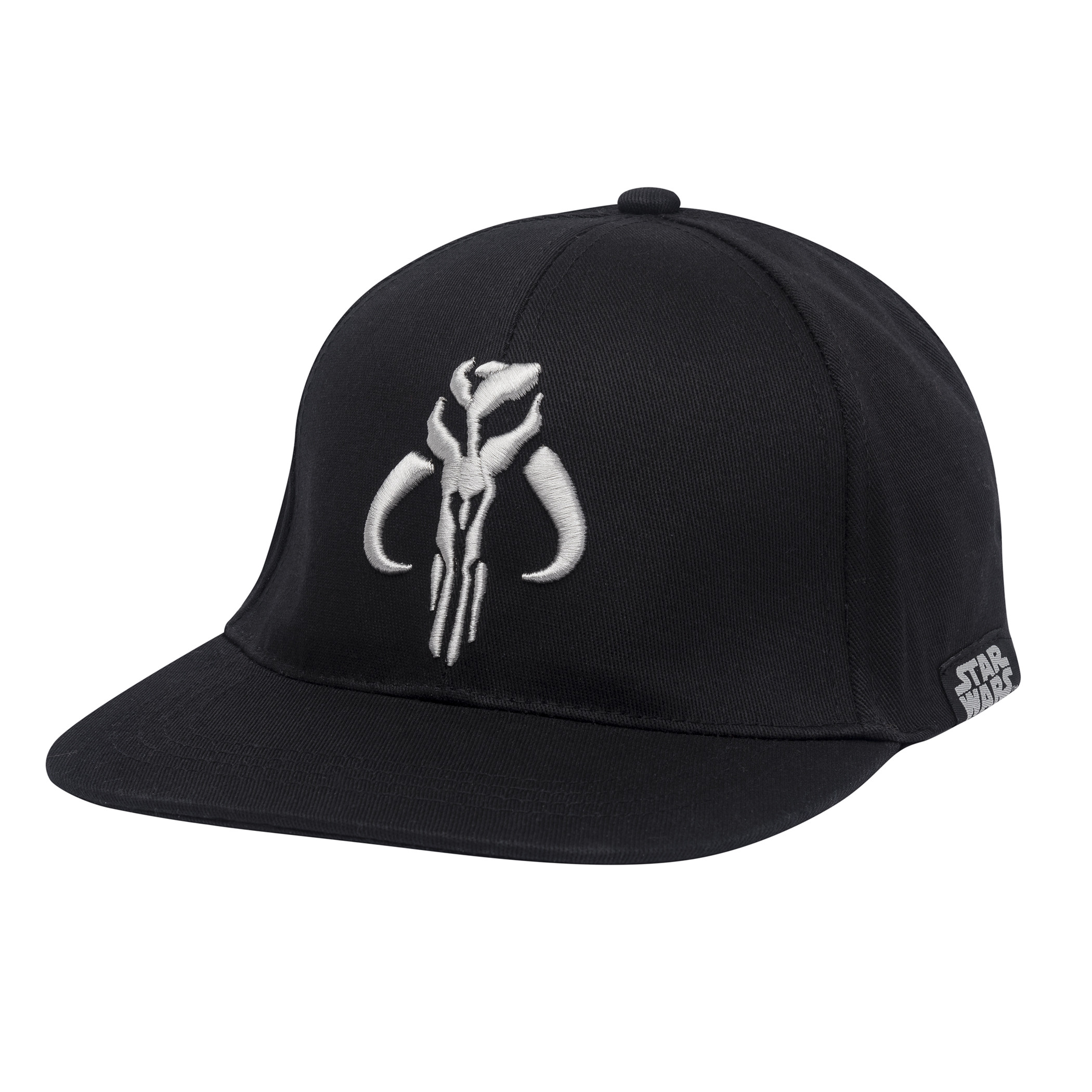 Star Wars The Mandalorian Bounty Hunter Embroidered Flat Brim Snapback Hat, Black