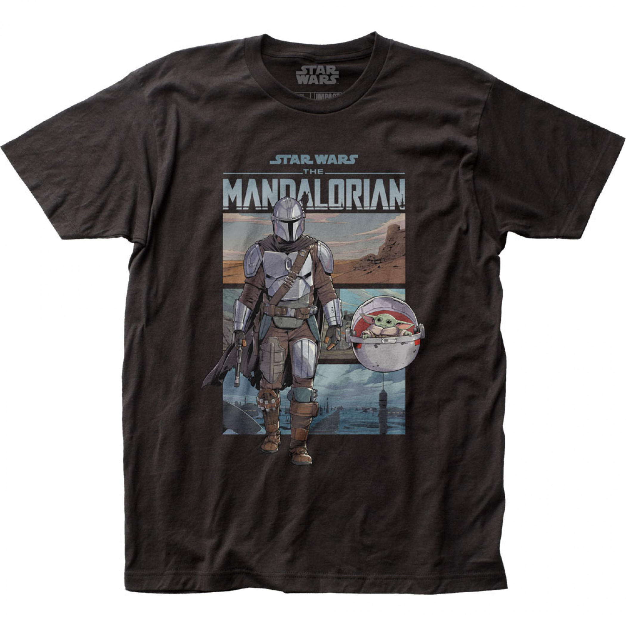 The Mandalorian Mando and Grogu Traveling T-Shirt, Black