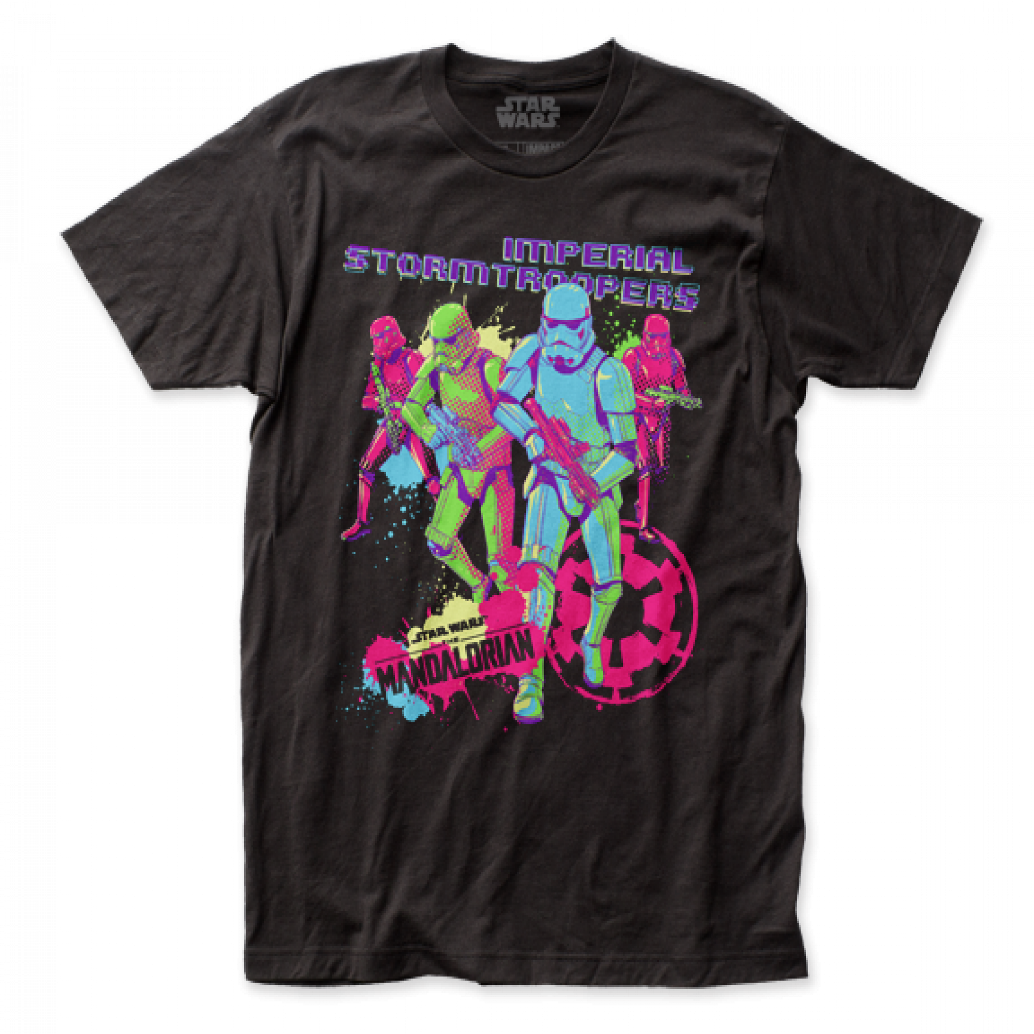 Star Wars The Mandalorian Neon Retro Styled Stormtroopers T-Shirt, Black