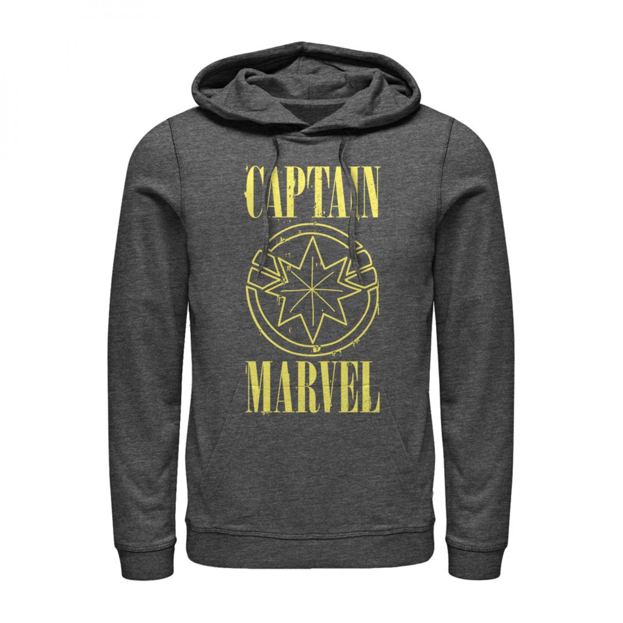 Marvel Captain Marvel Stained Star Symbol Hoodie, Grey