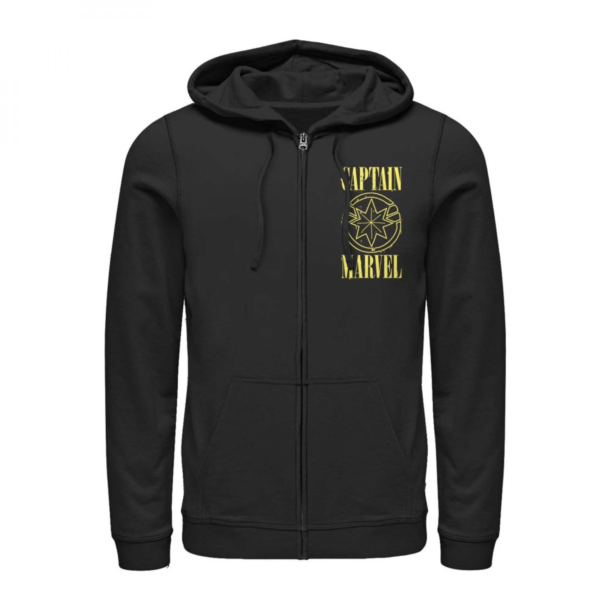 Marvel Captain Marvel Stained Star Symbol Zipped Hoodie, Black