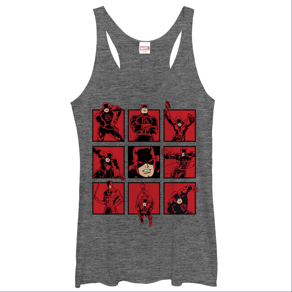 Daredevil Boxes Gray Heather Juniors Tank Top, Grey