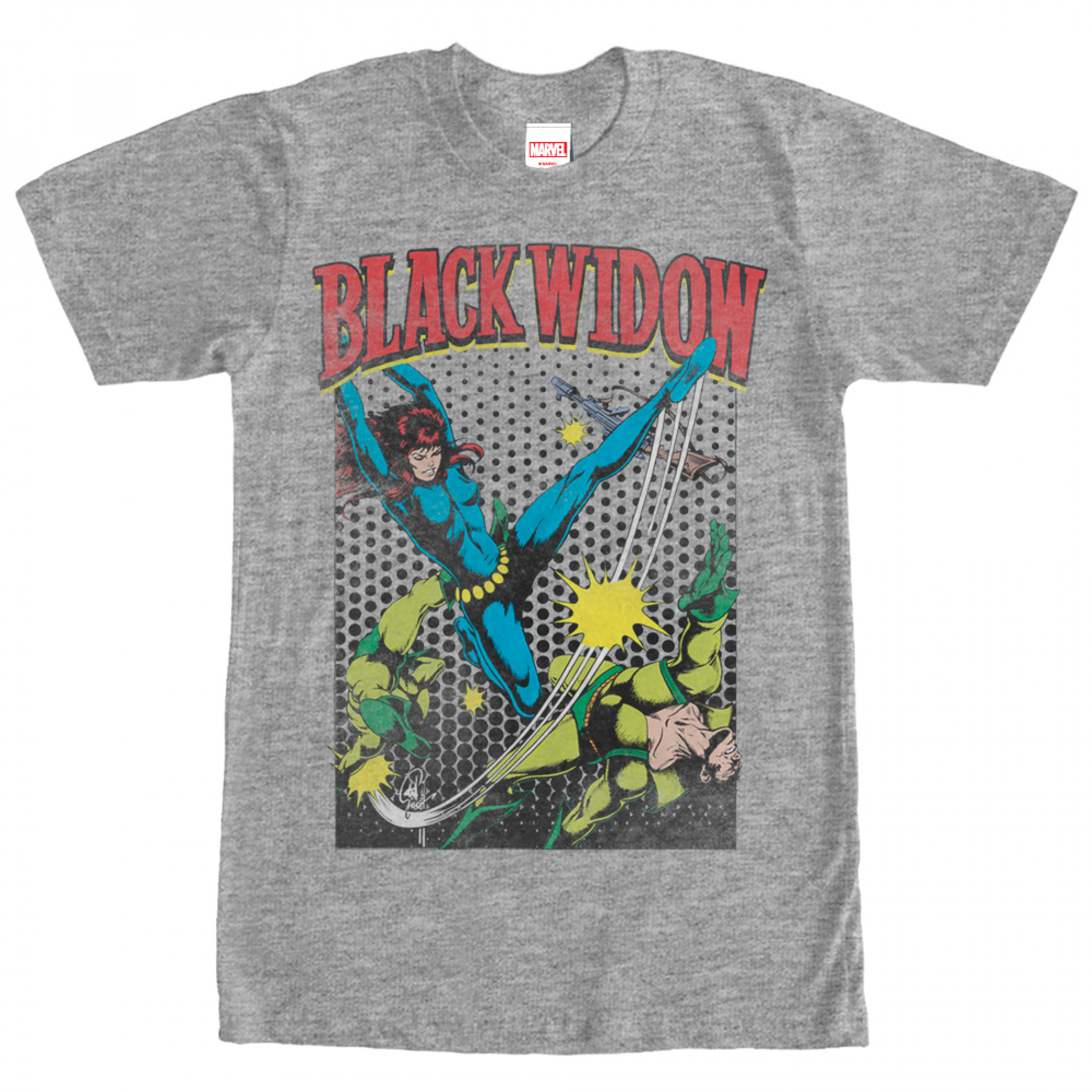 Black Widow Swinging Kick Gray T-Shirt, Grey