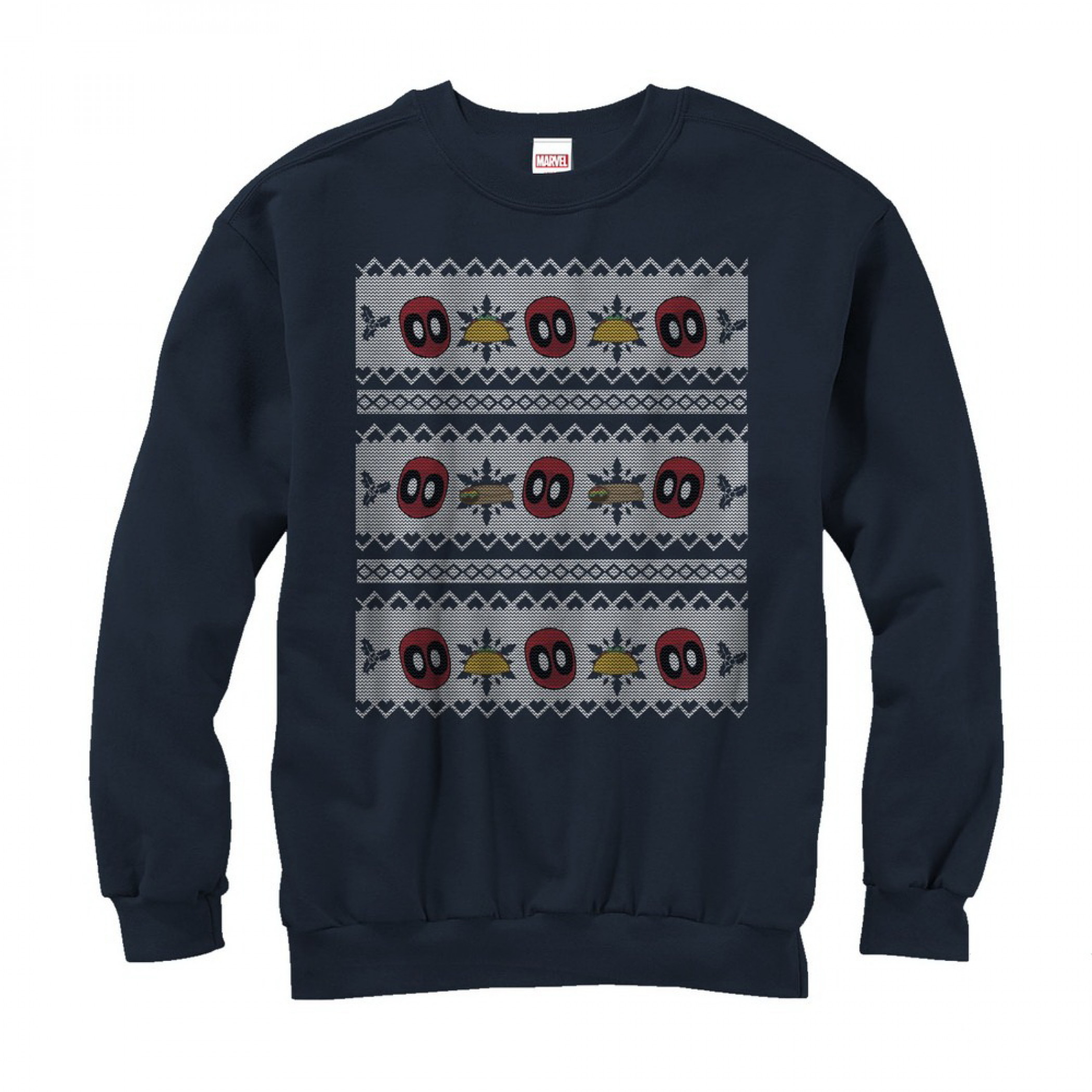 Deadpool Tacos Ugly Christmas Sweater Design Sweatshirt, Blue
