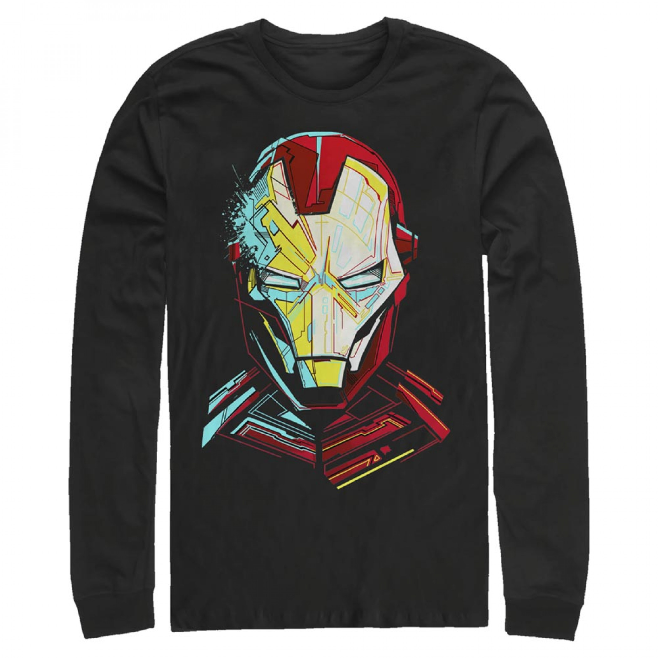 Iron Man Helmet Art Long Sleeve Shirt, Black