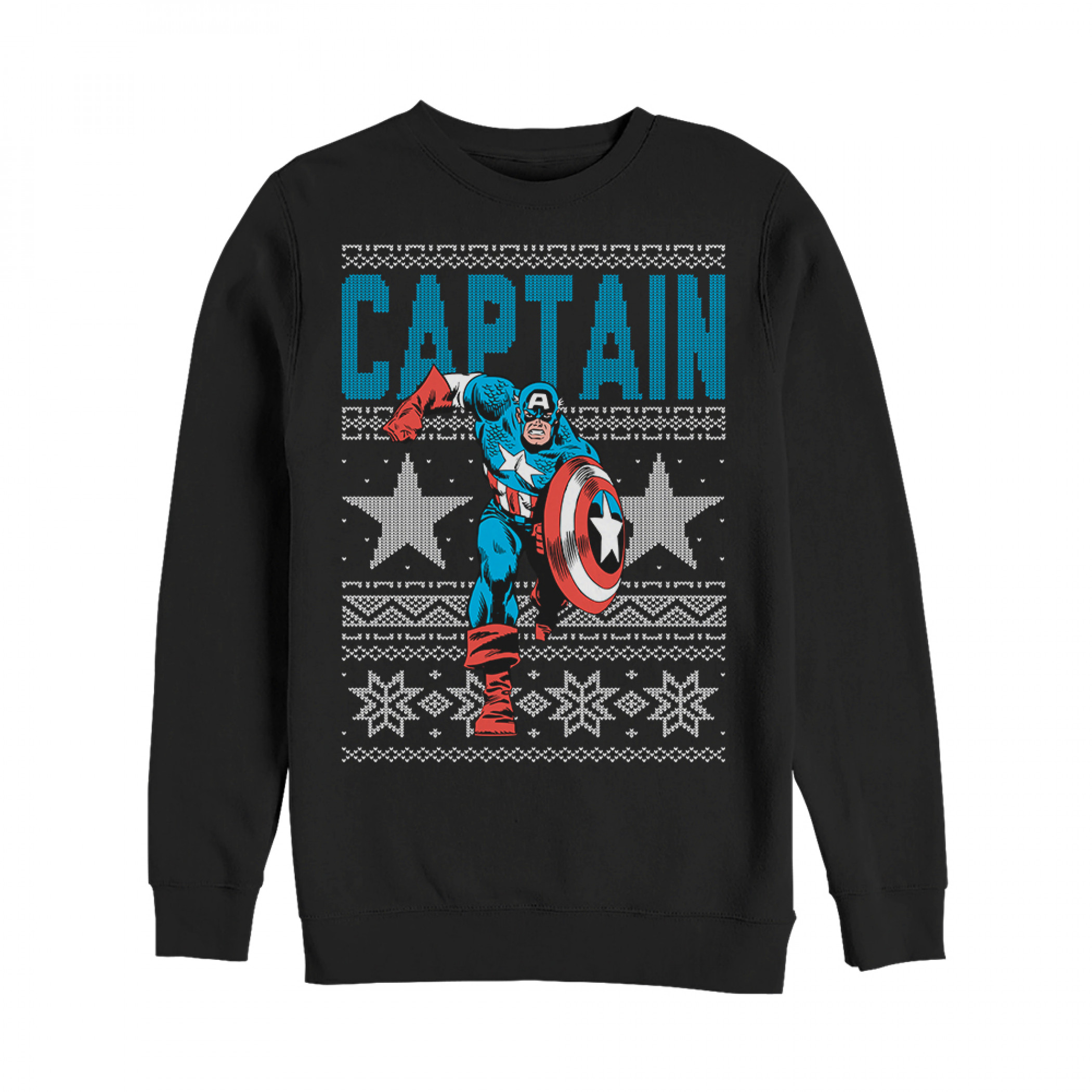 Captain America Ugly Christmas Sweater Design Sweatshirt, Black