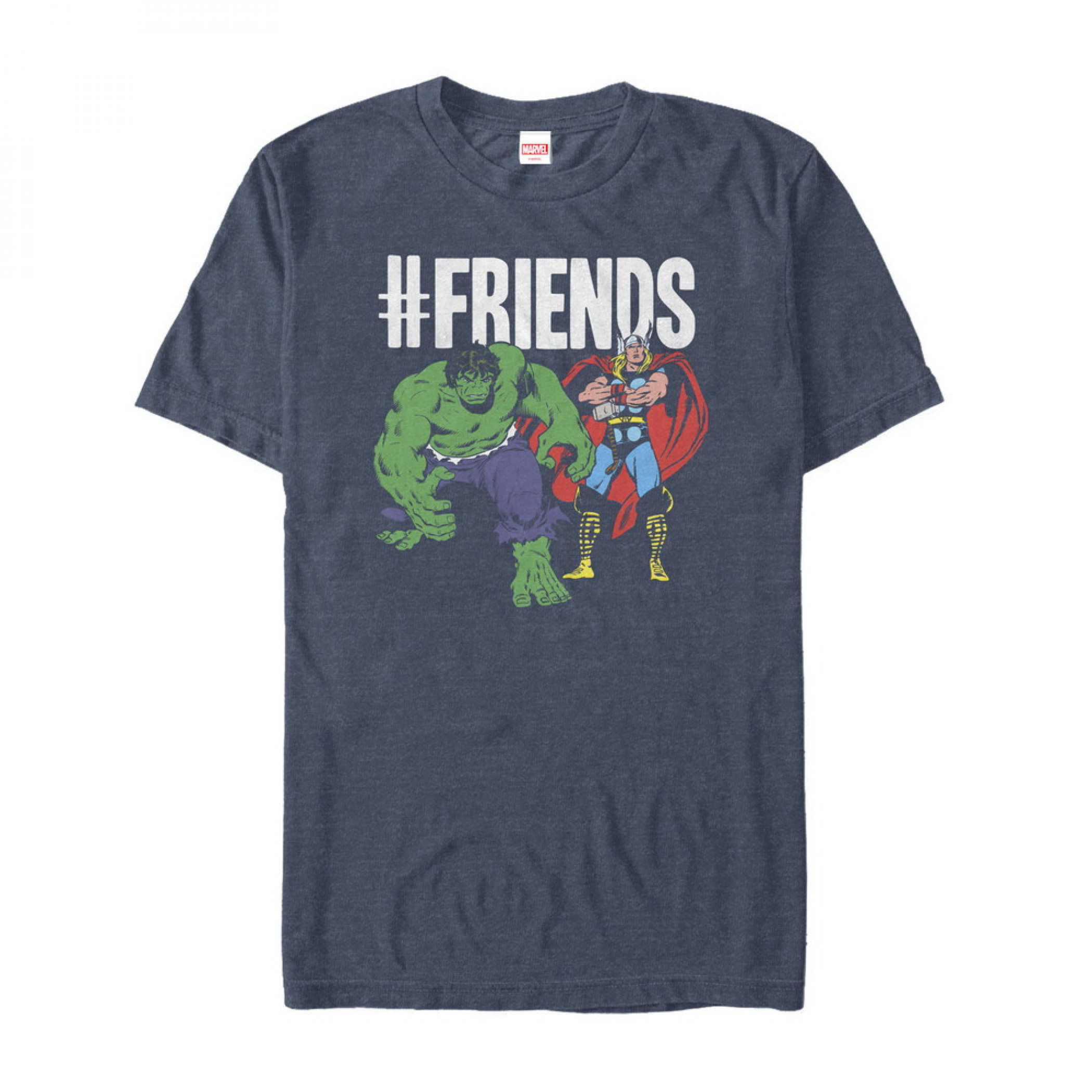 Thor and Hulk Hashtag Friends T-Shirt, Blue